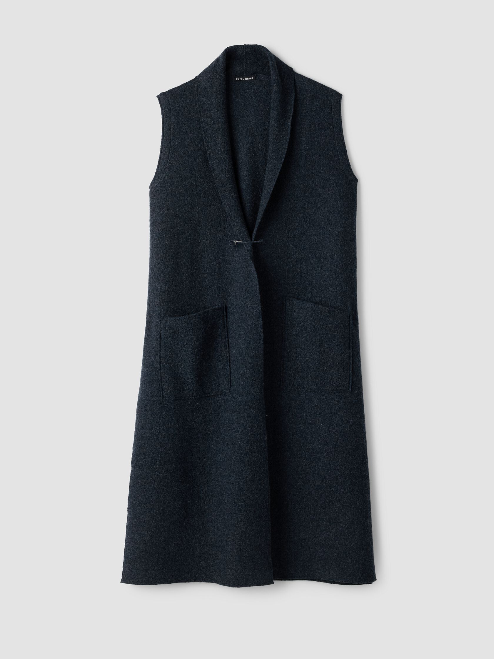 Lightweight Boiled Wool Shawl Collar Vest in Regenerative Wool