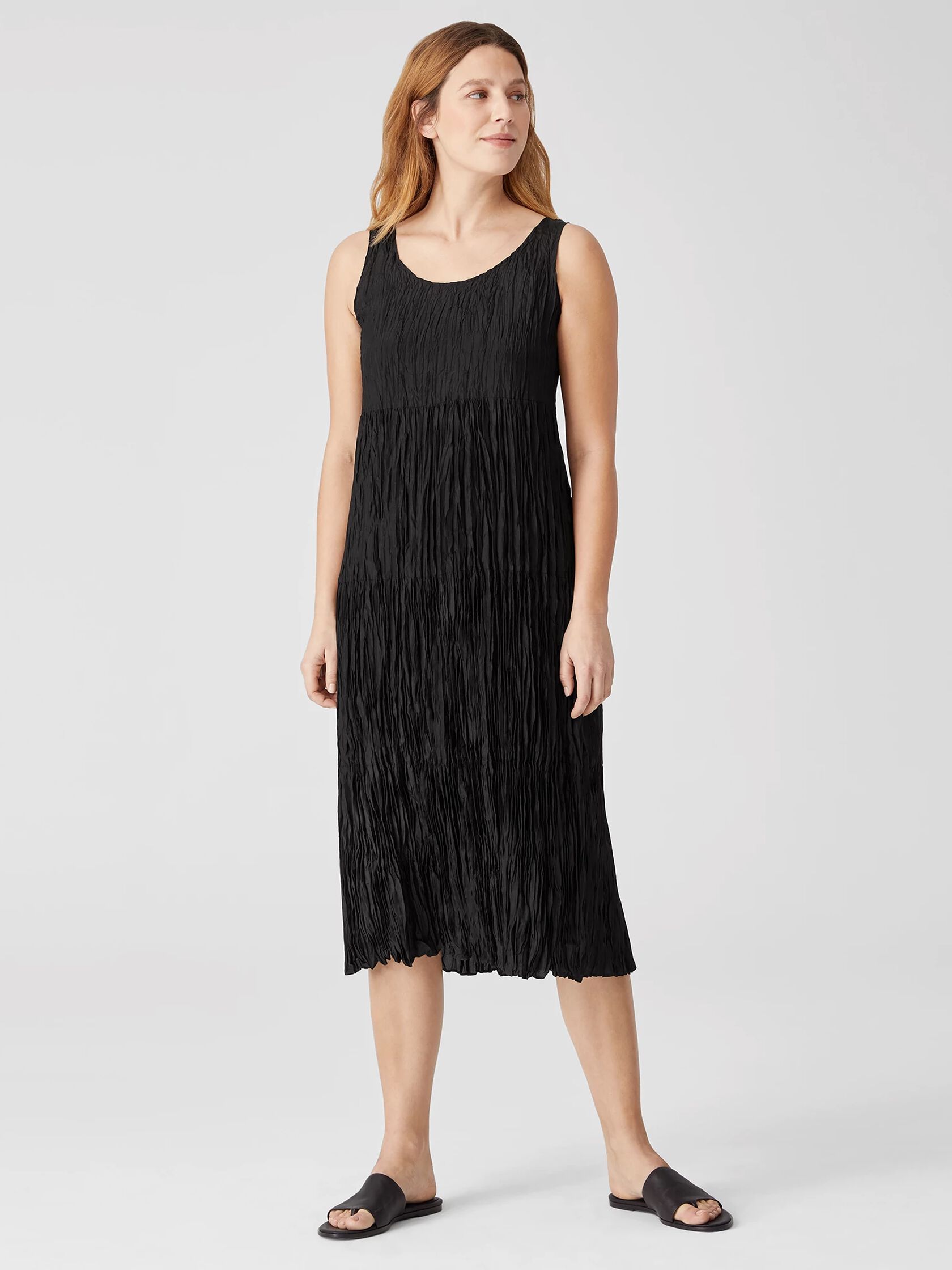 Crushed Silk Habutai Tiered Dress