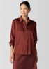 Stretch Silk Charmeuse Classic Collar Shirt