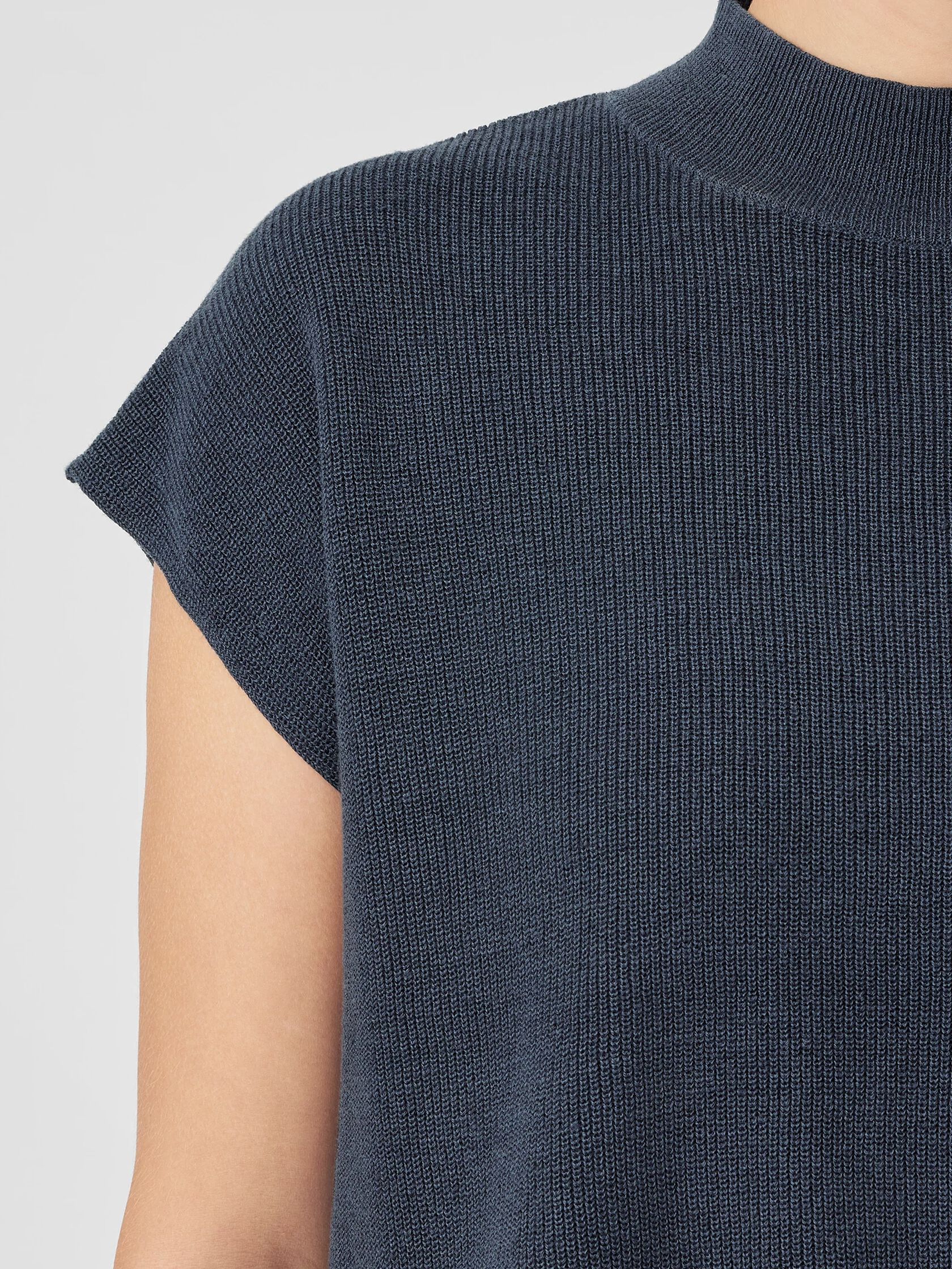 Organic Linen Cotton Mock Neck Top