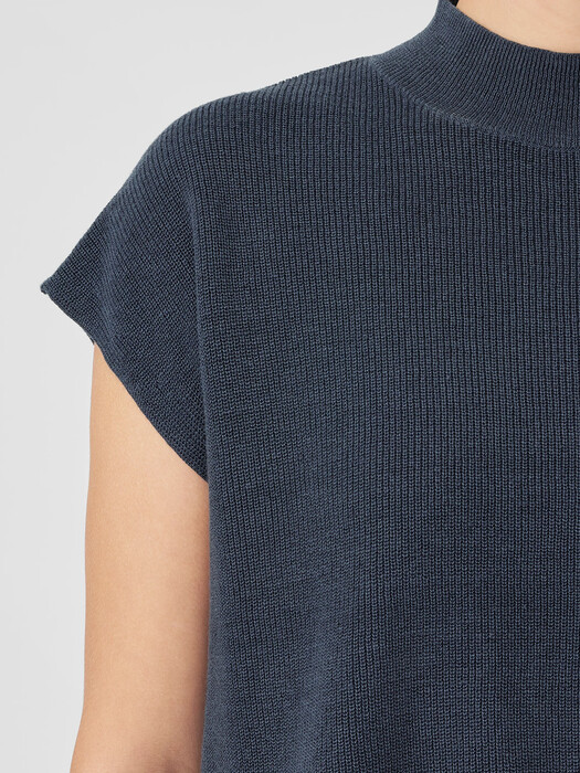 Organic Linen Cotton Mock Neck Top