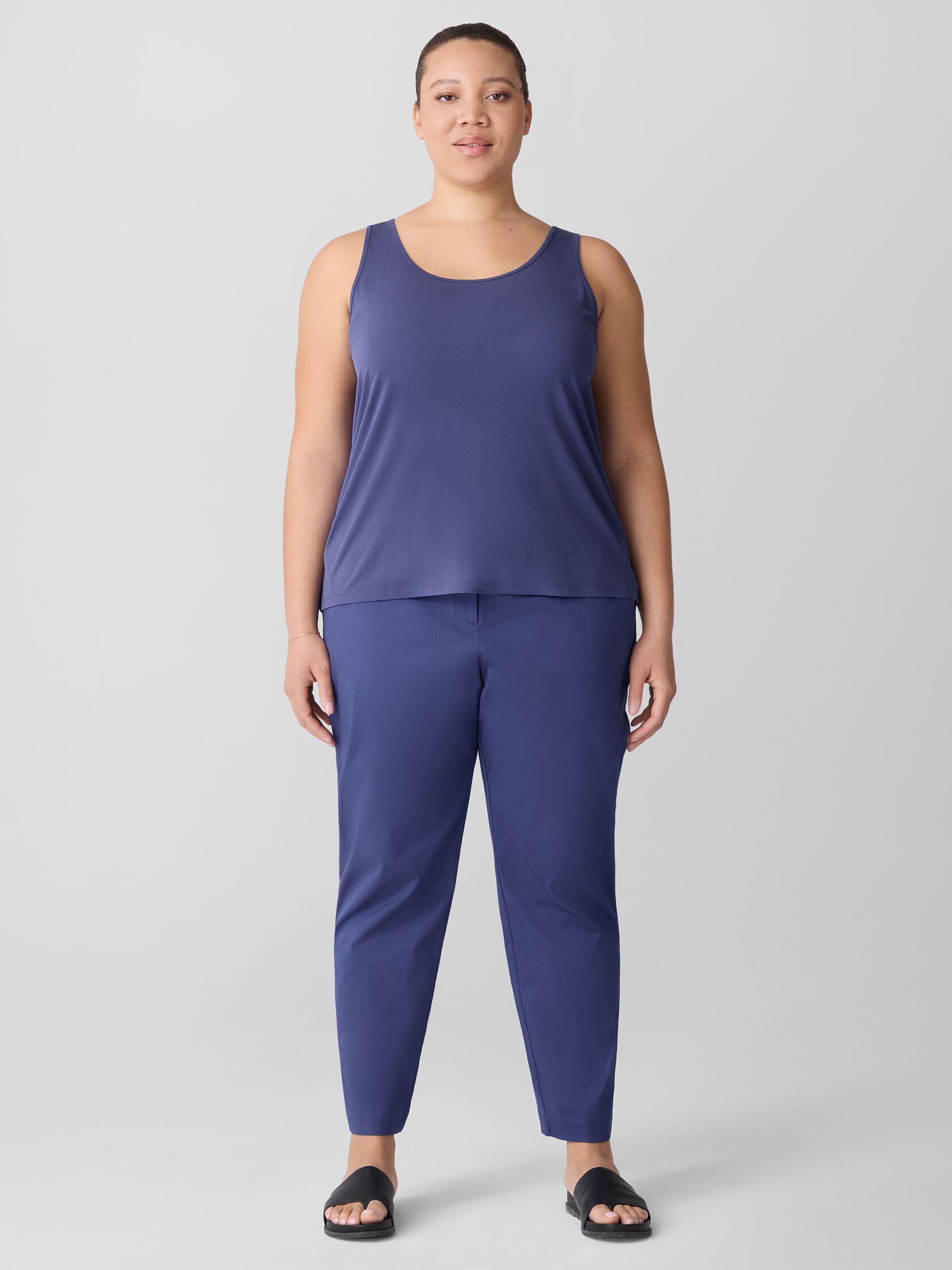 Stretch Silk Jersey Scoop Neck Tank