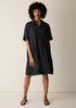 Puckered Organic Linen Grid Classic Collar Dress