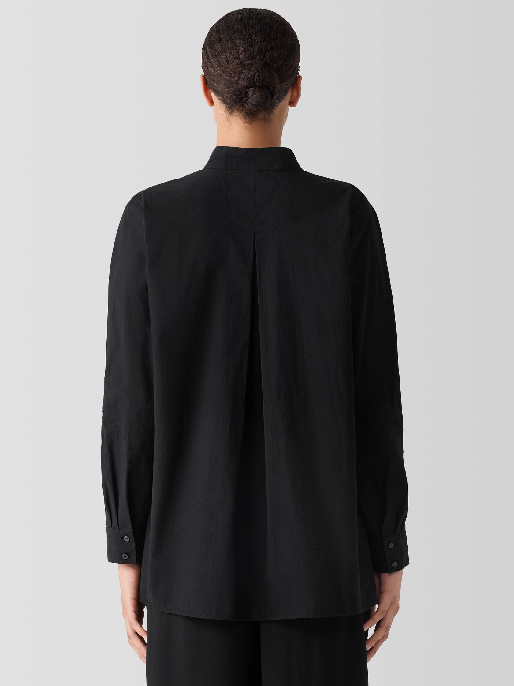 Washed Organic Cotton Poplin Stand Collar Top