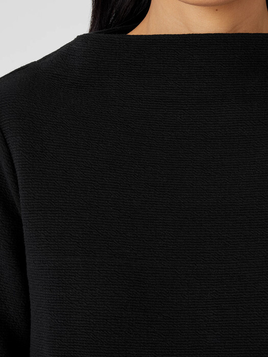 Crinkled Organic Cotton Funnel Neck Top