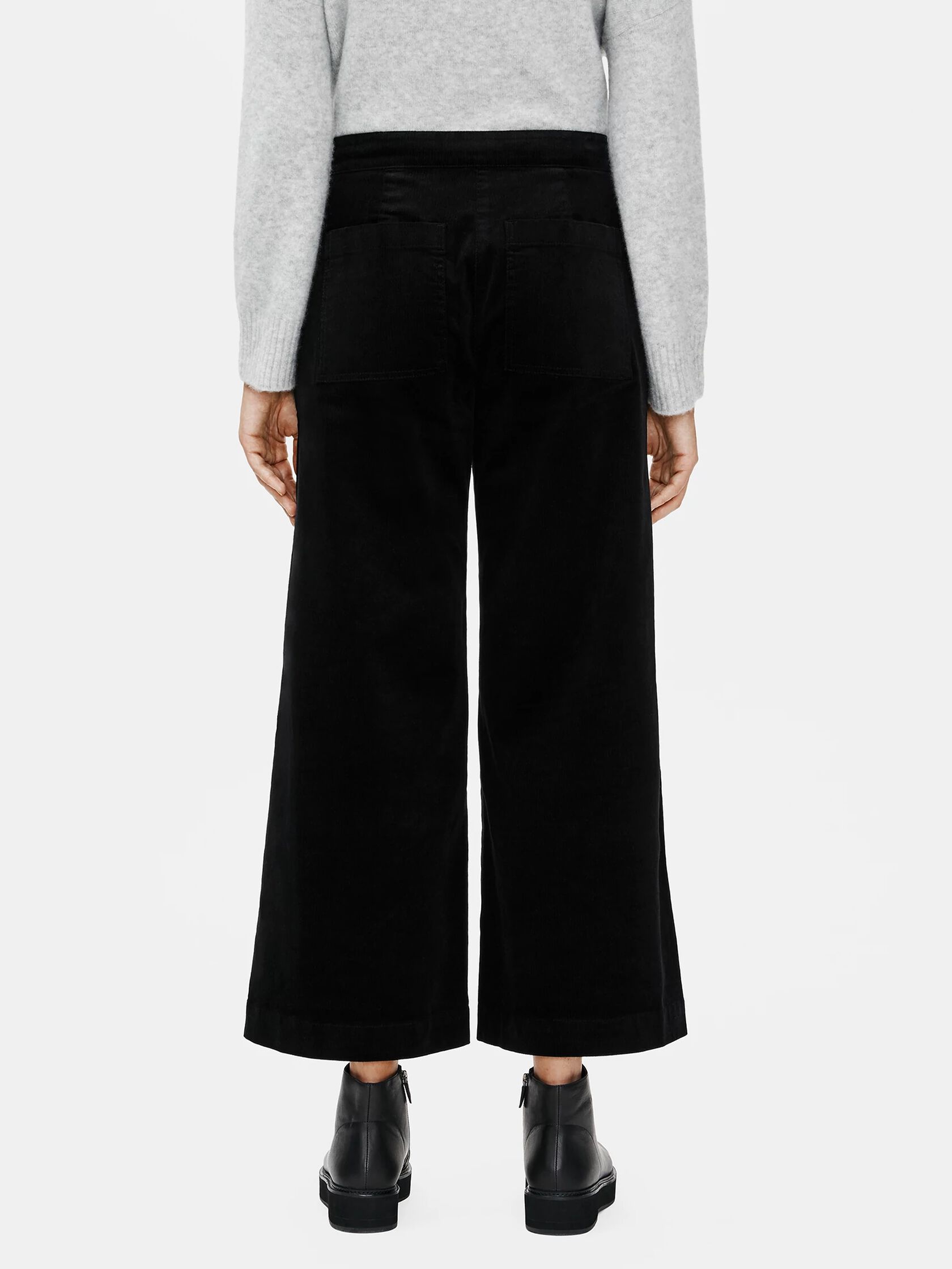 Cotton Corduroy Wide-Leg Ankle Pant