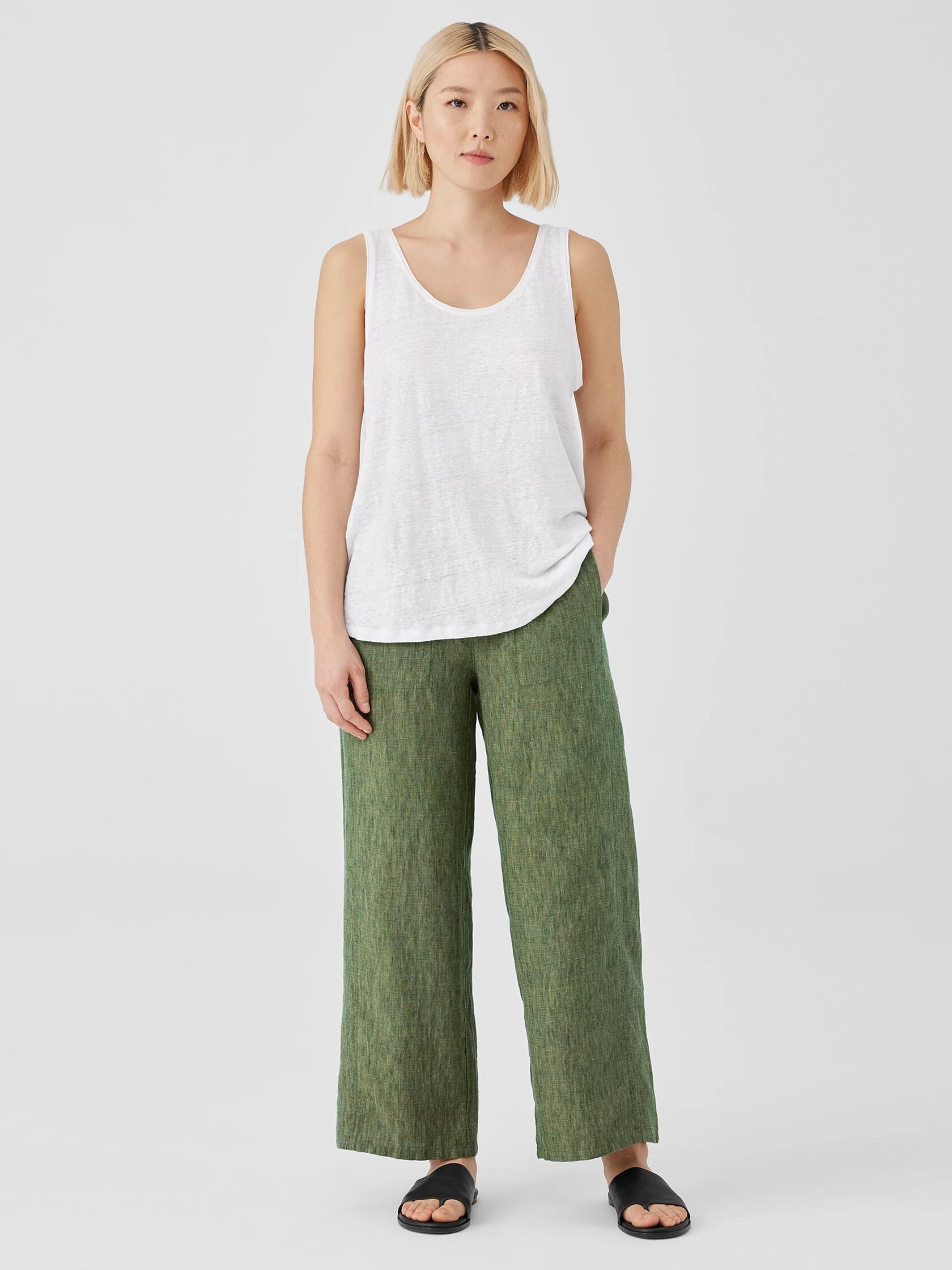 Washed Organic Linen Délavé Wide Trouser Pant