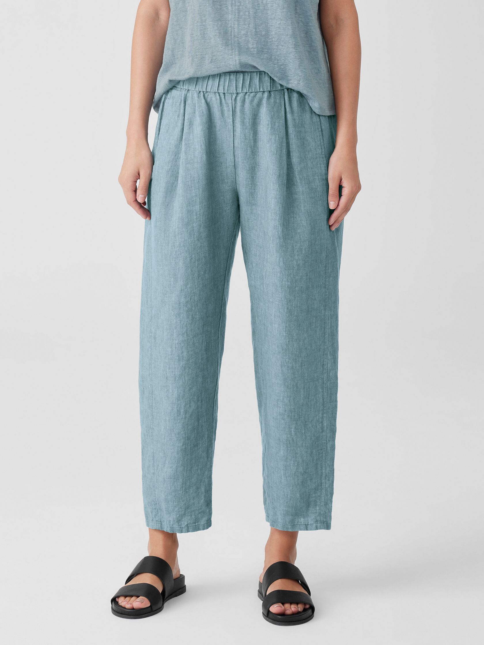 Washed Organic Linen Delave Lantern Pant