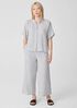 Crinkled Organic Linen Stripe Short-Sleeve Shirt