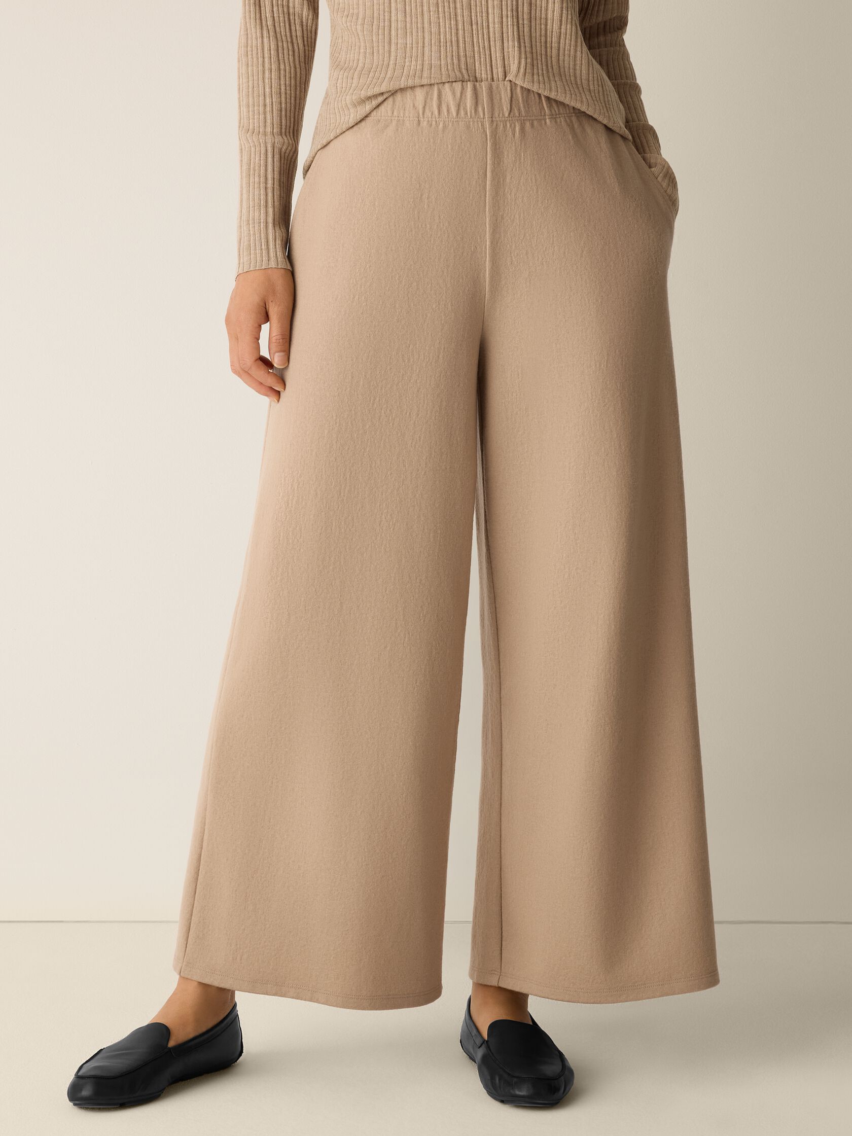 Felted Wool Jersey Wide-Leg Pant