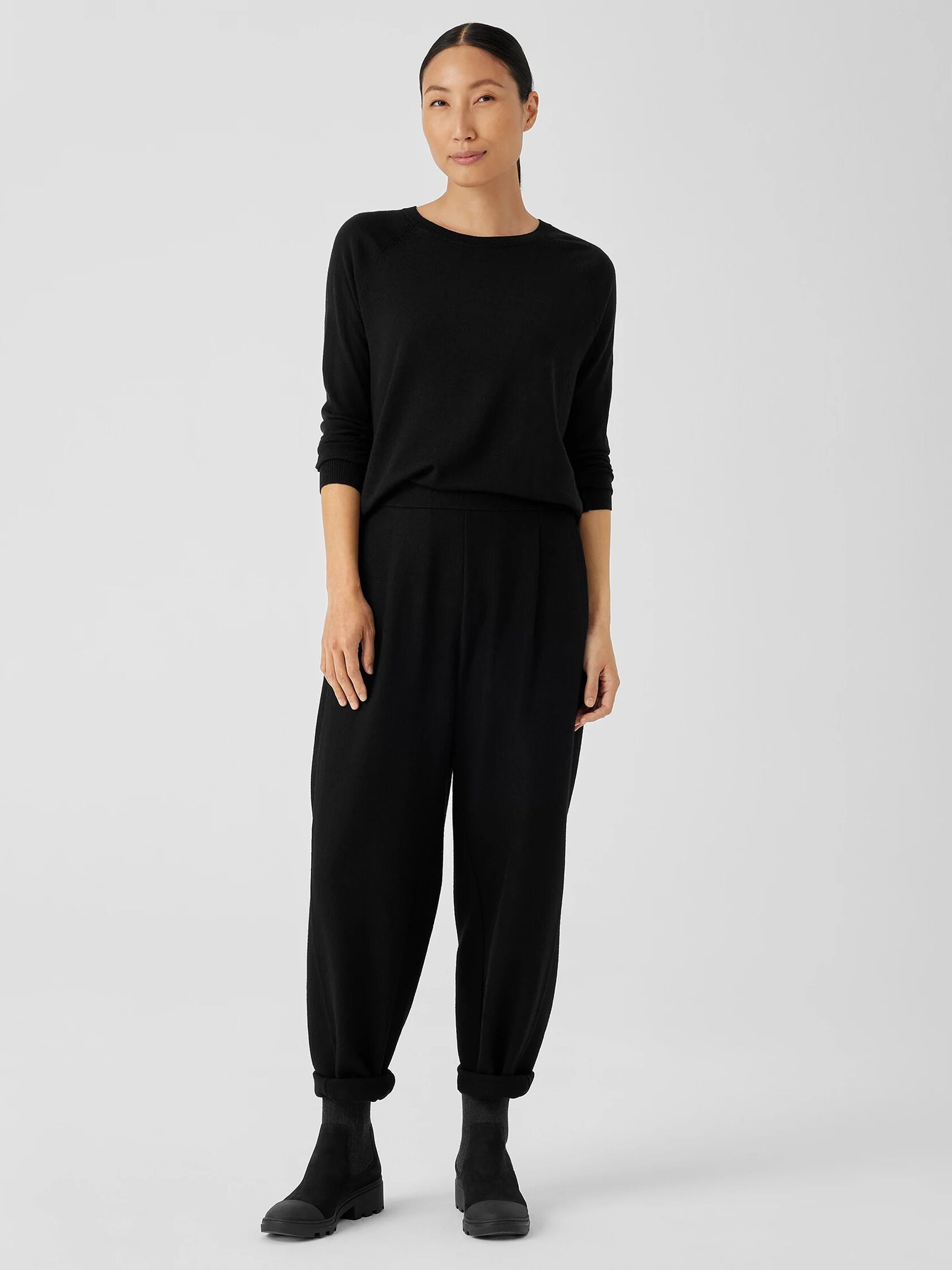 Boiled Wool Jersey Pleated Lantern Pant