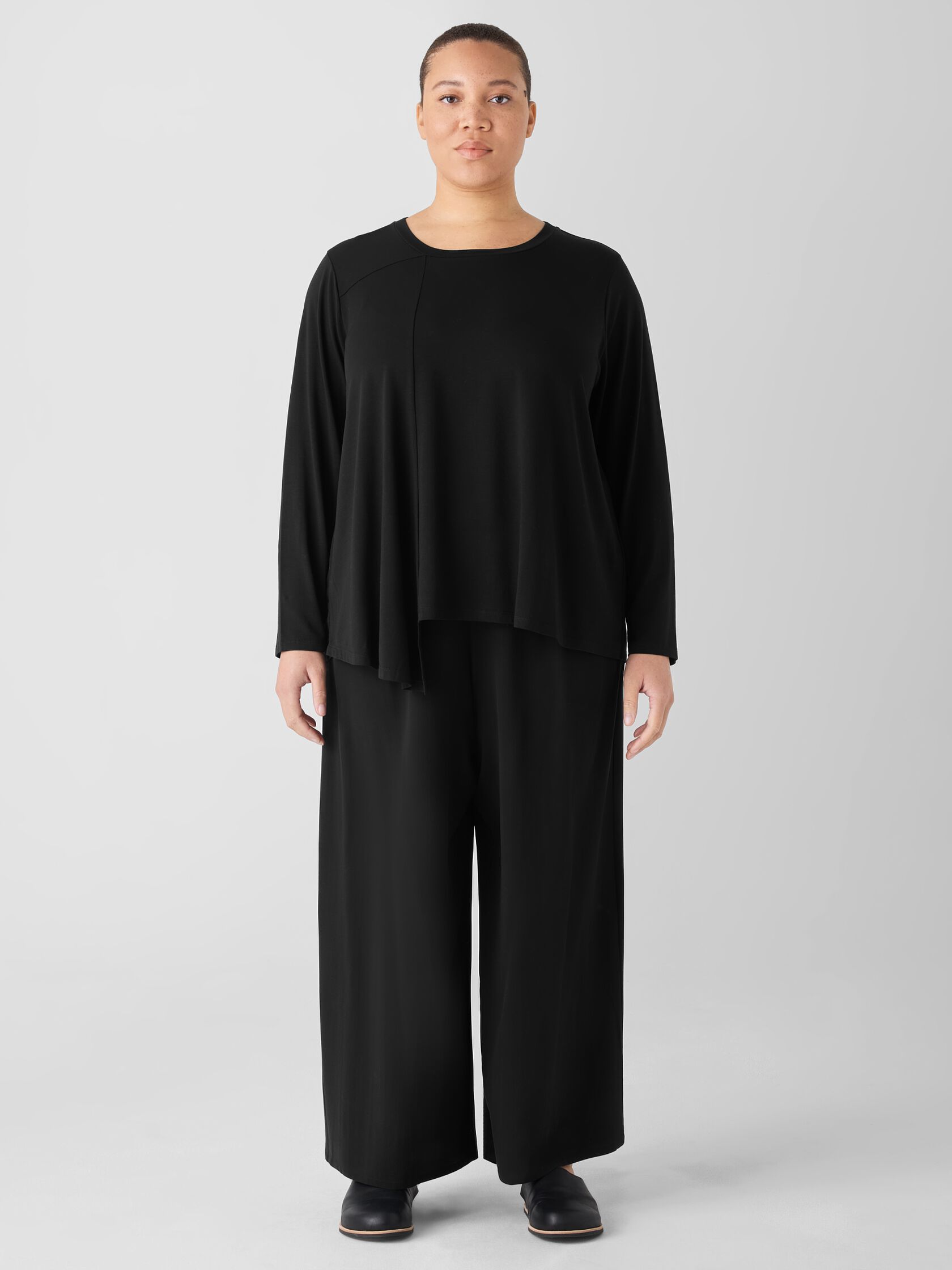 Fine Stretch Jersey Knit Asymmetrical Top