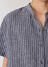 Puckered Organic Linen Band Collar Shirt