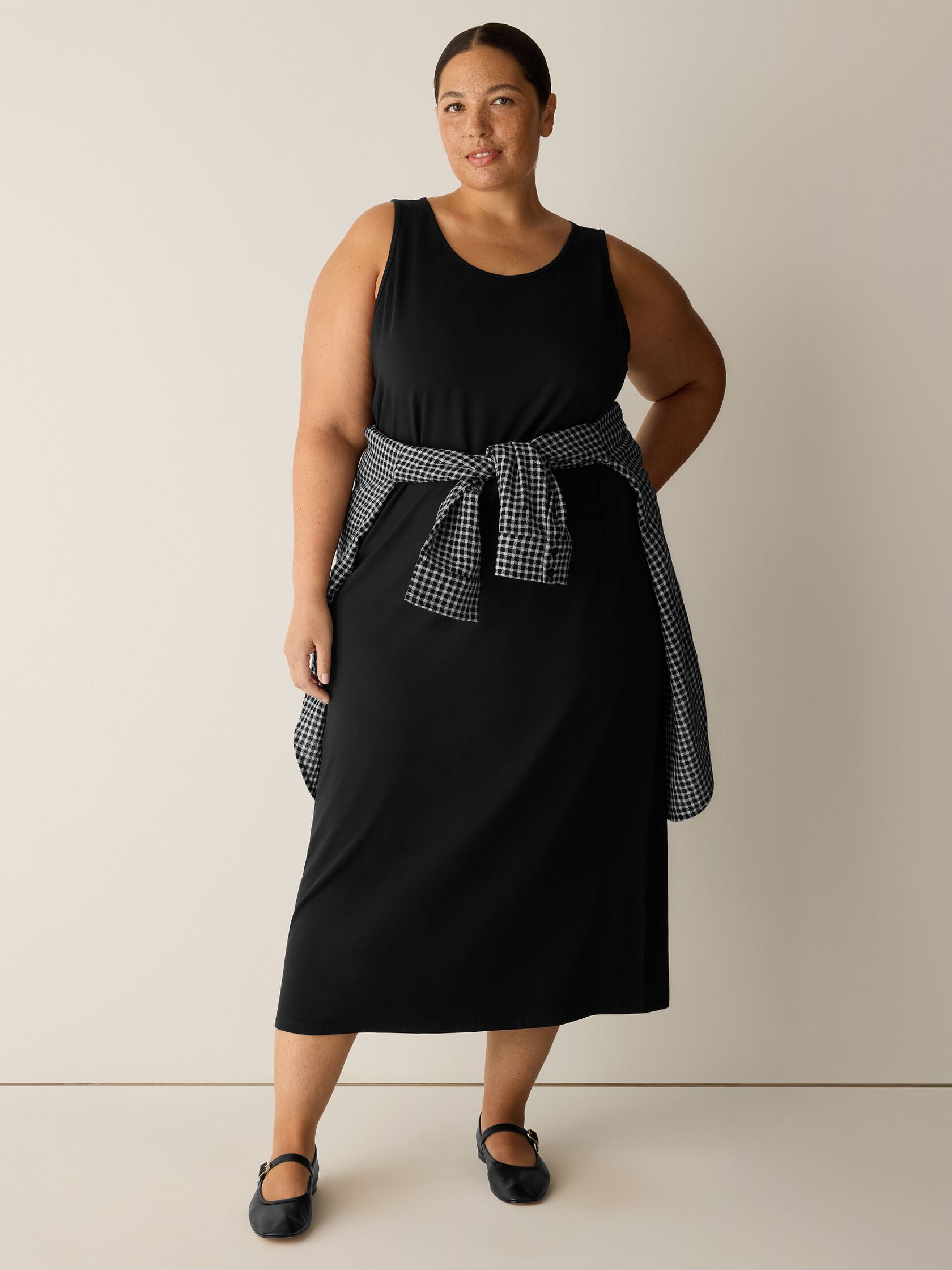 Stretch Jersey Knit Scoop Neck Dress