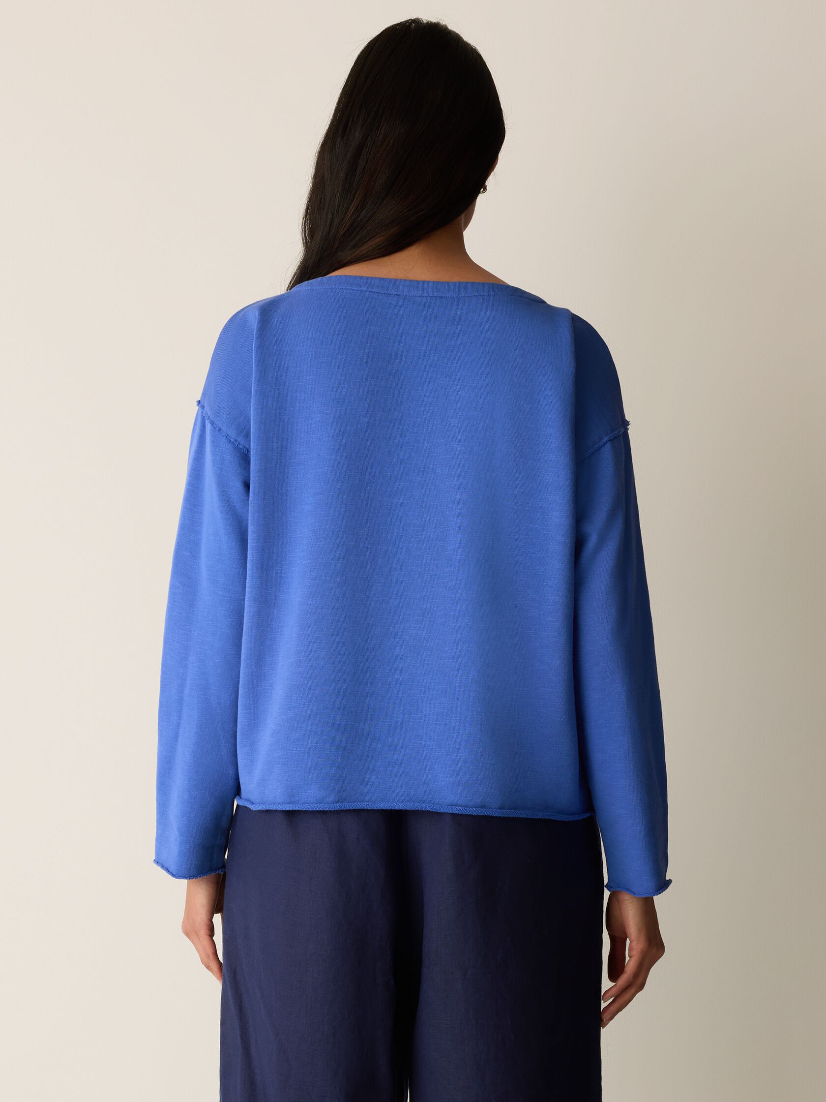 Garment-Dyed Organic Cotton Terry Bateau Neck Box-Top
