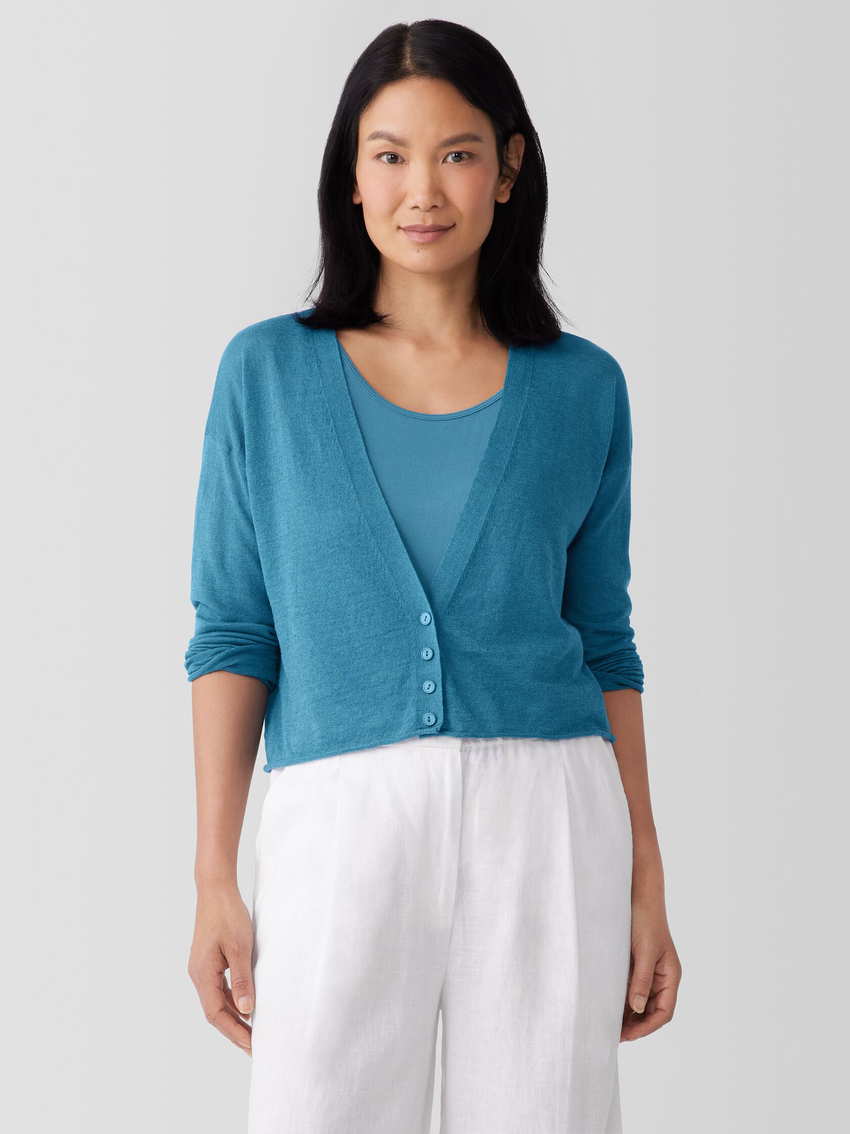 Organic Linen Cotton Cropped Cardigan