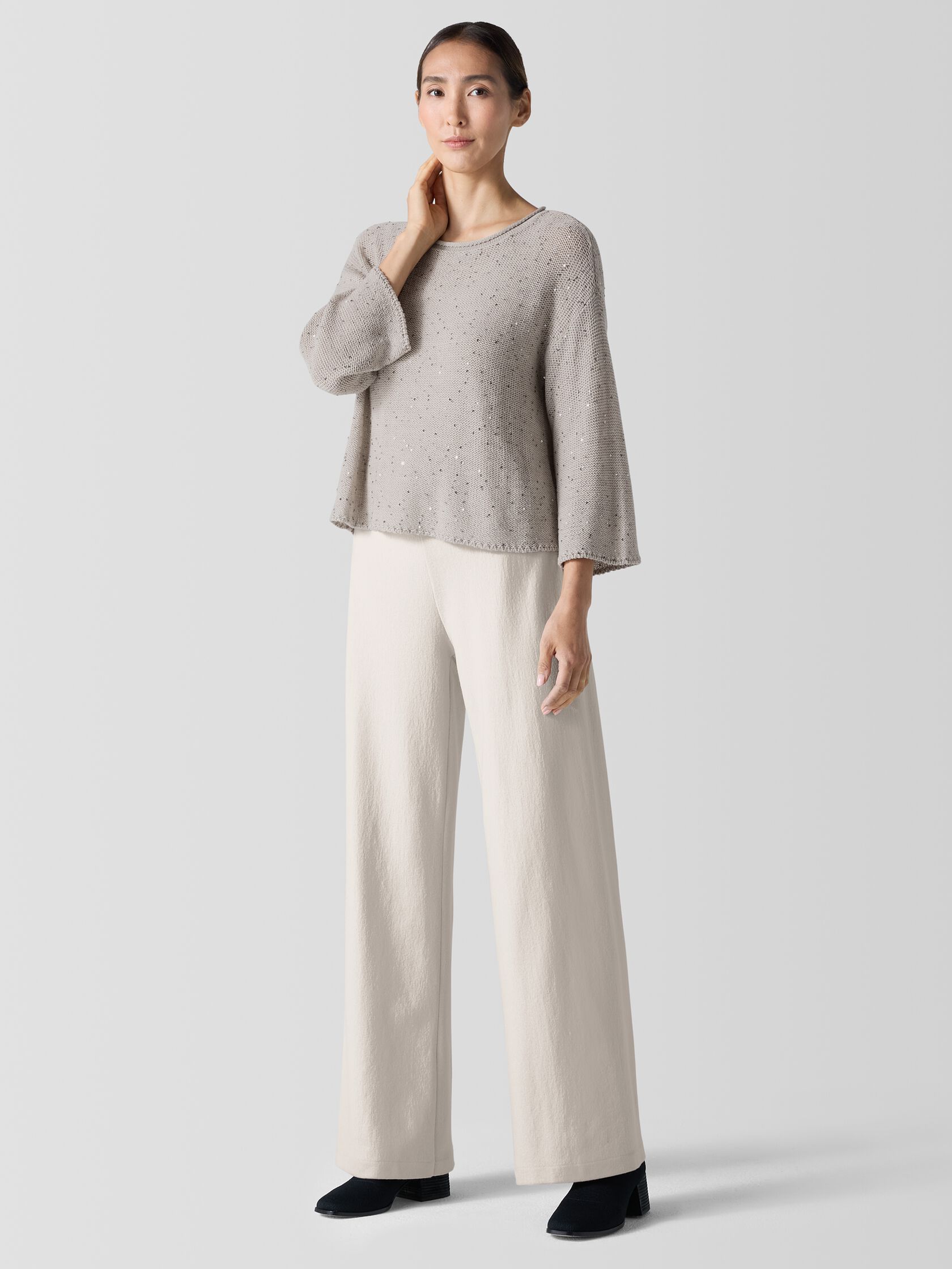 Merino Sequin Jewel Neck Top