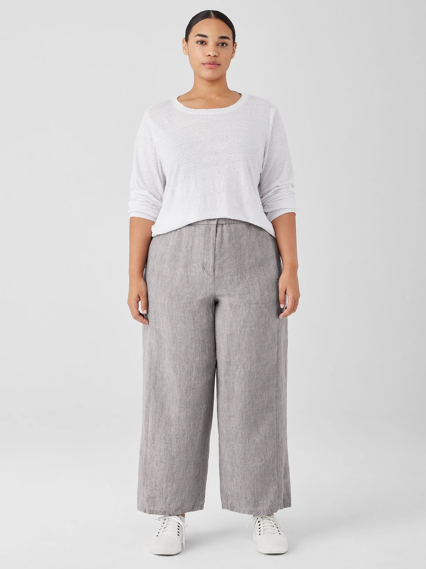 Washed Organic Linen Délavé Wide Trouser Pant