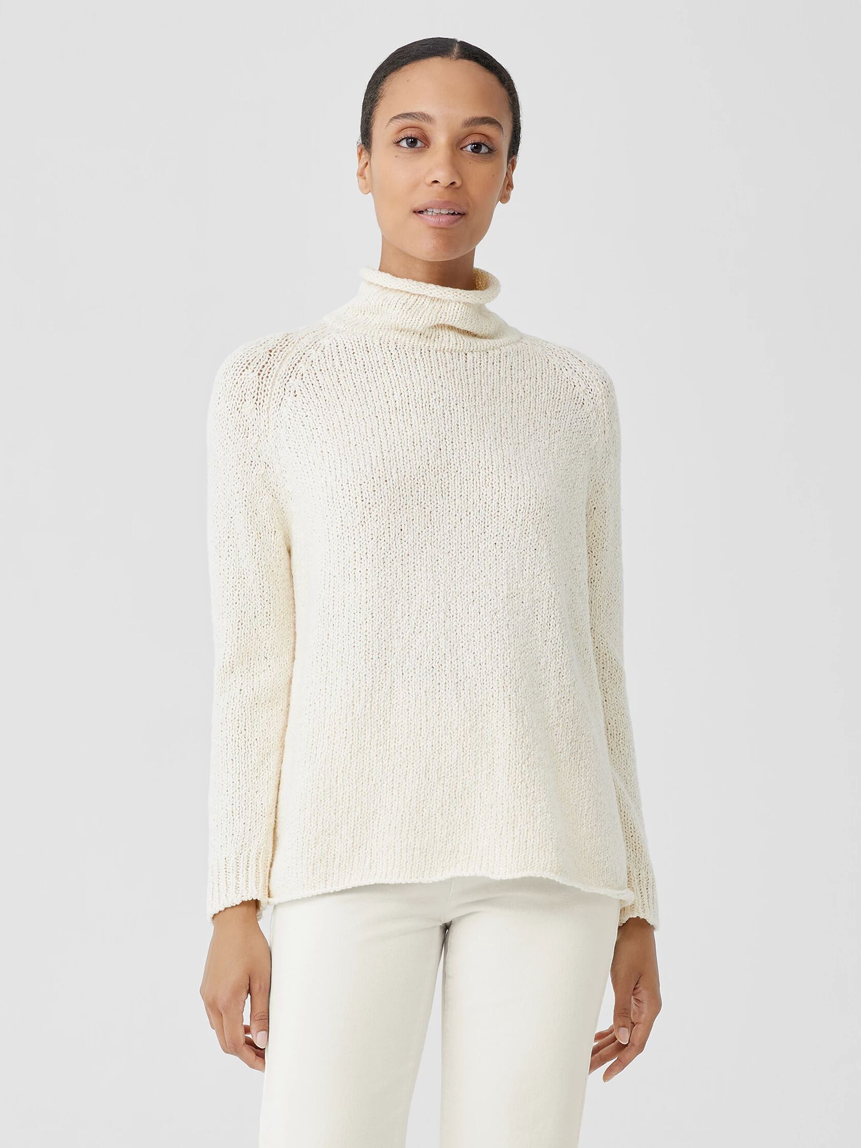 Peruvian Organic Cotton Crimp Turtleneck Top