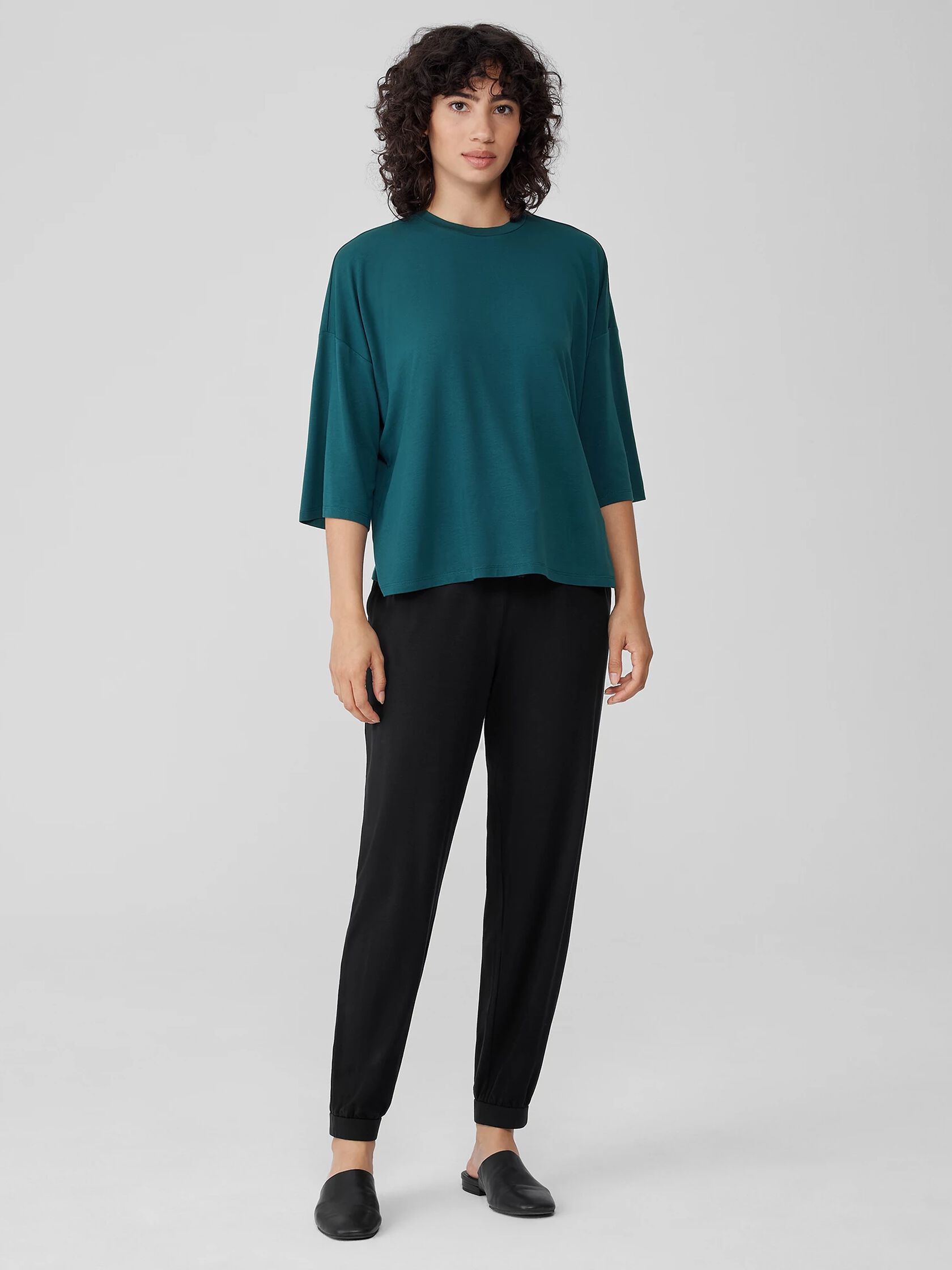 Fine Jersey Column-Sleeve Top