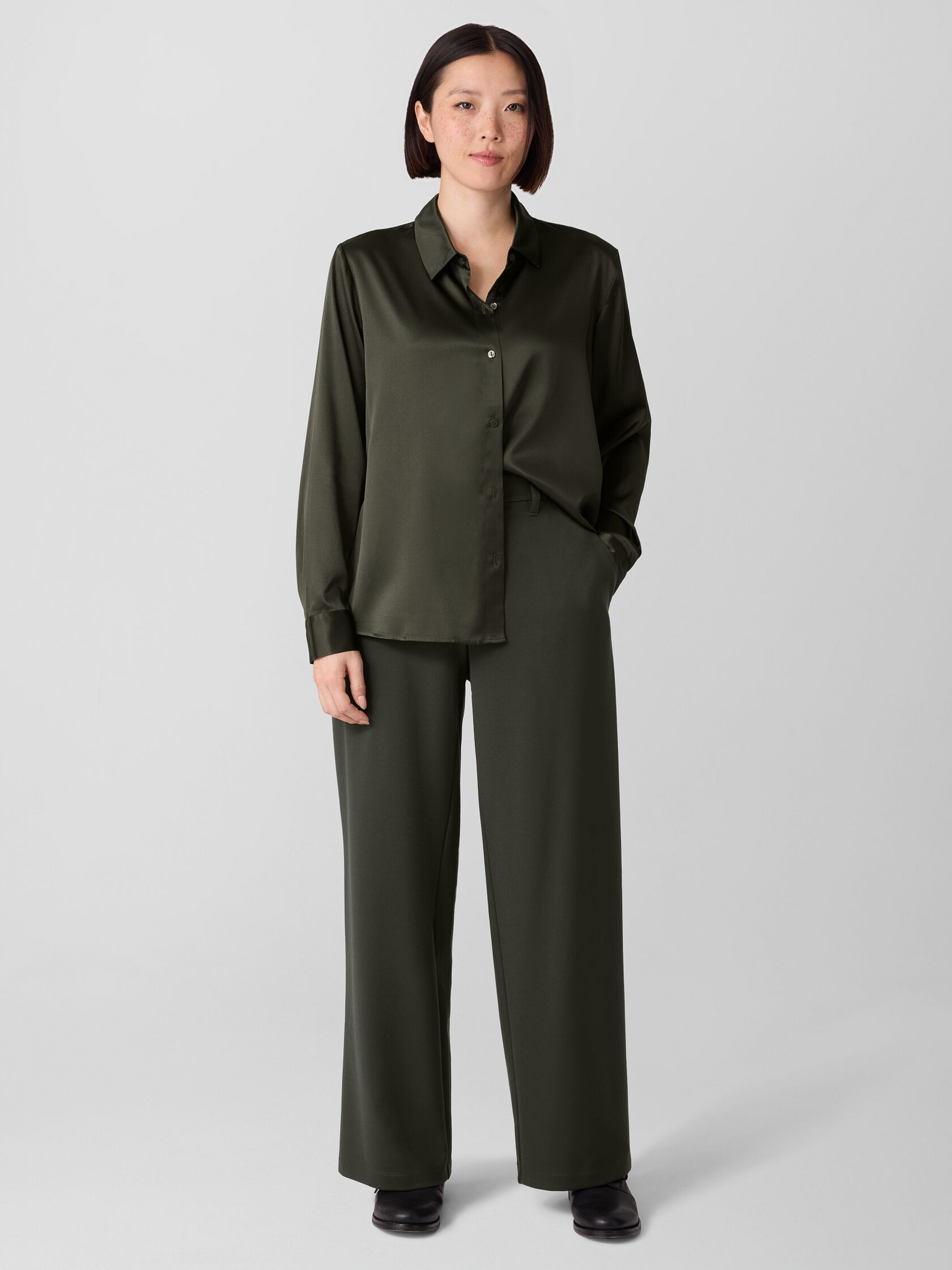 Washable Flex Ponte Wide Trouser Pant