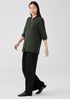 Silk Georgette Crepe Mandarin Collar Shirt
