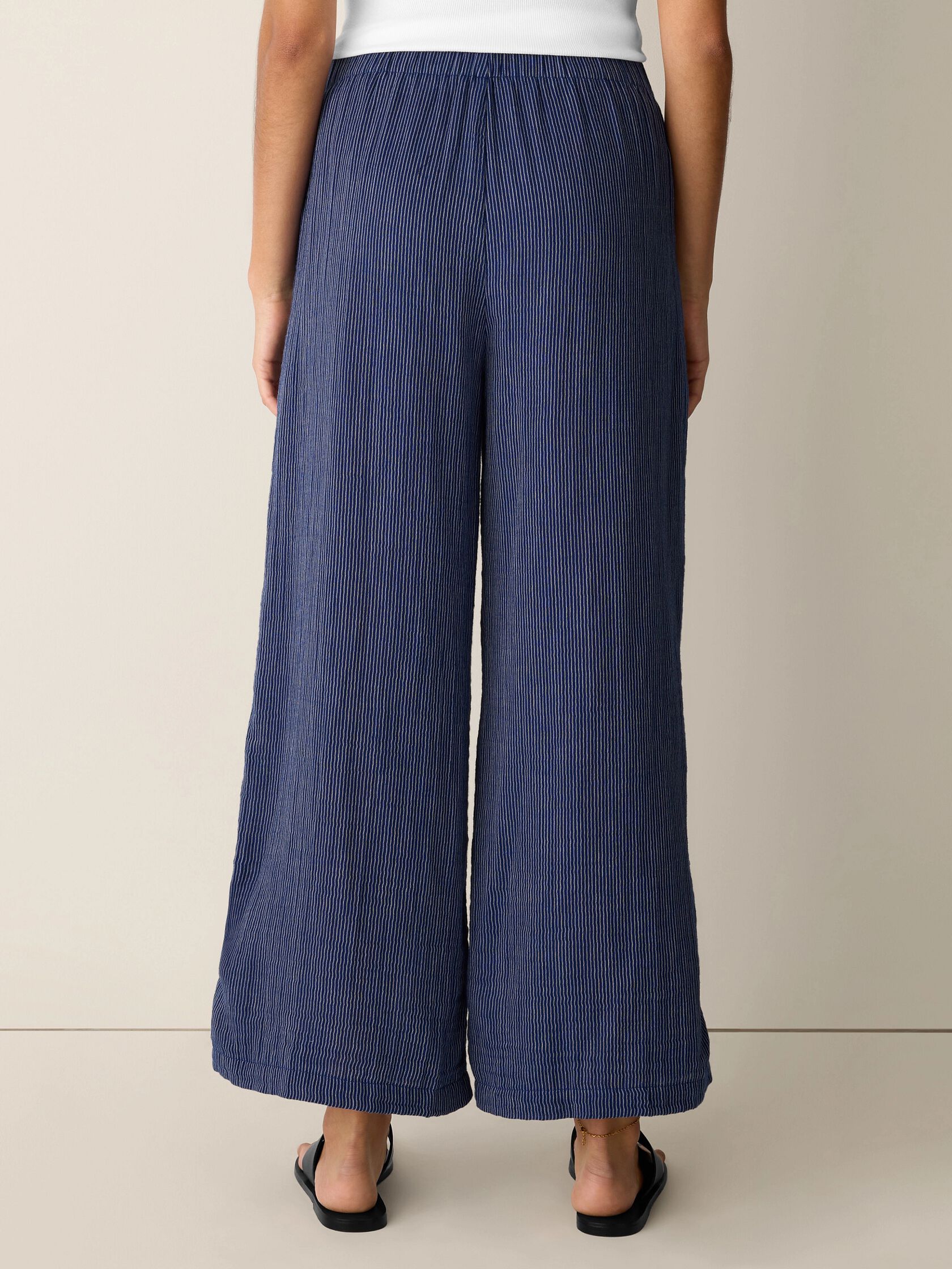 Striped Organic Cotton Gauze Wide-Leg Pant