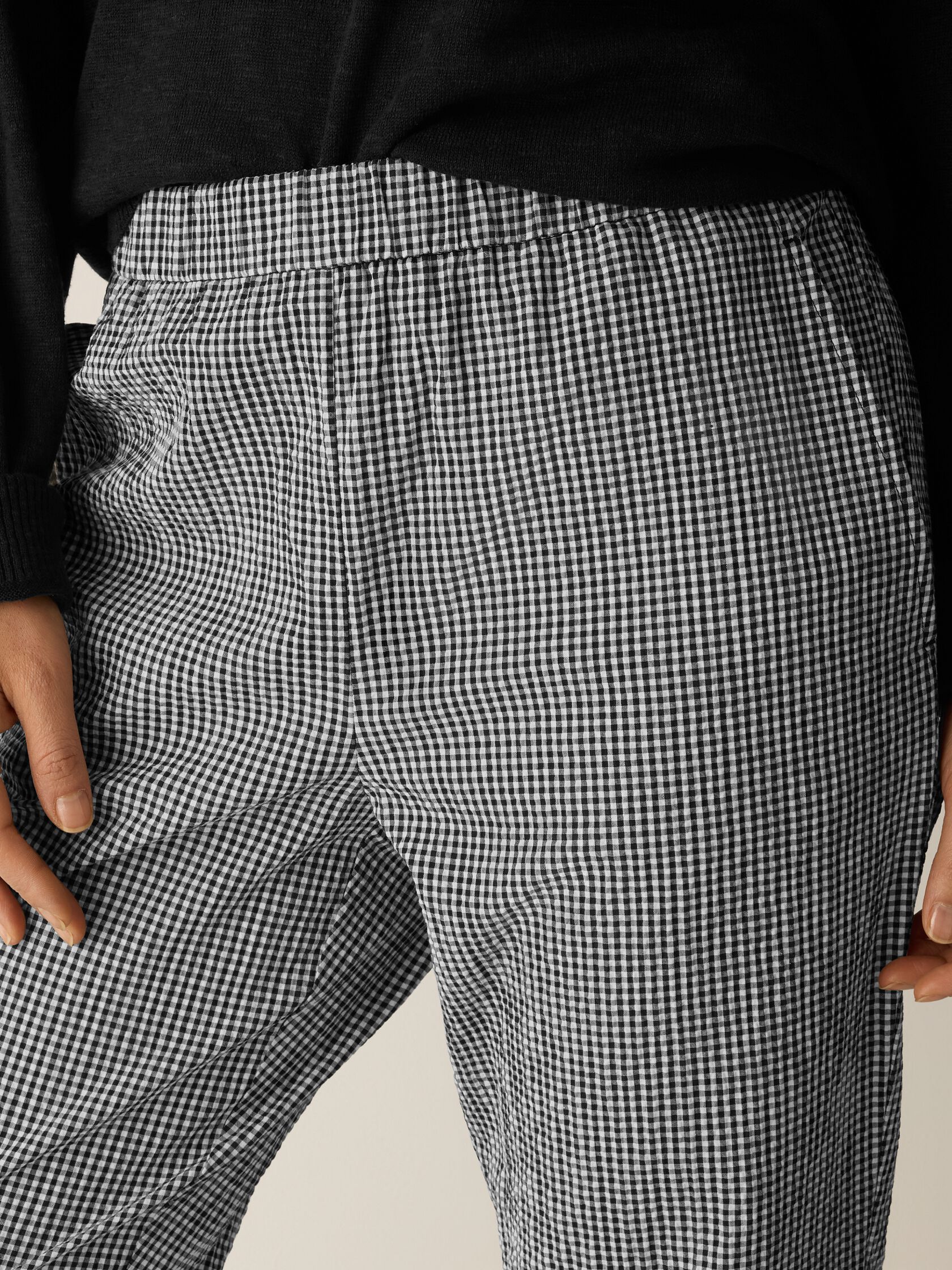Organic Cotton Pucker Check Tapered Pant