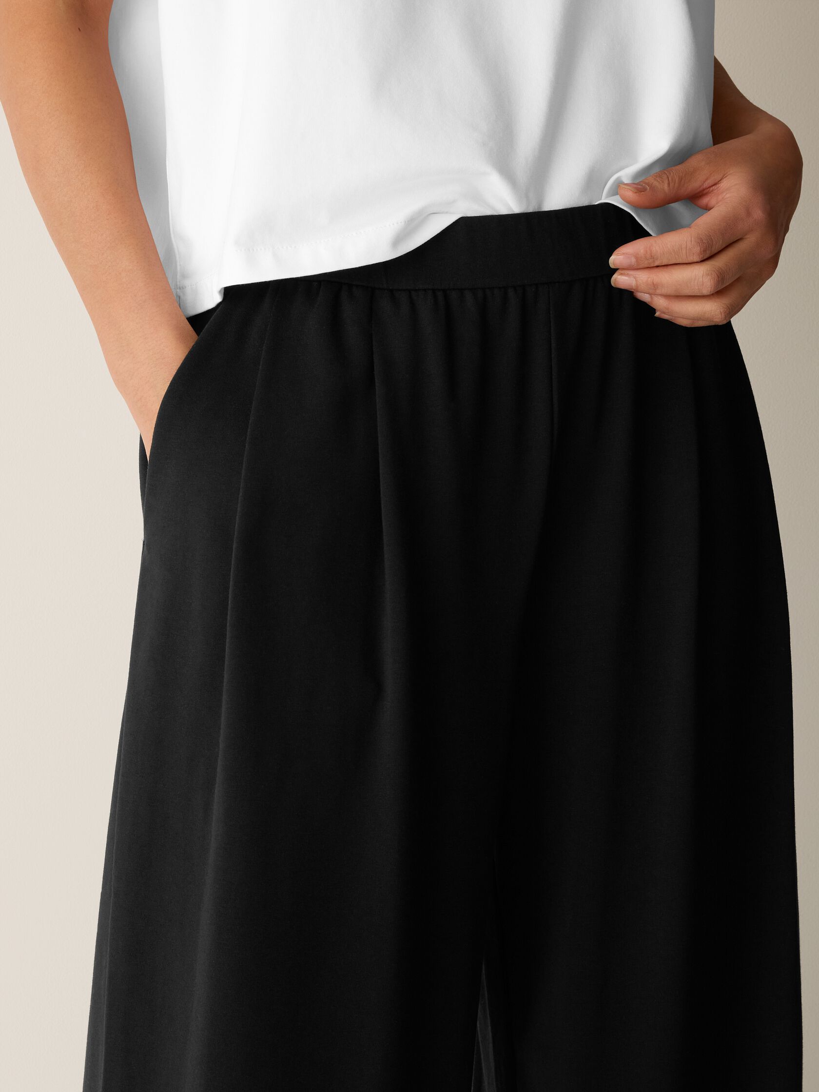Pima Cotton Stretch Jersey Full-Length Wide Pant