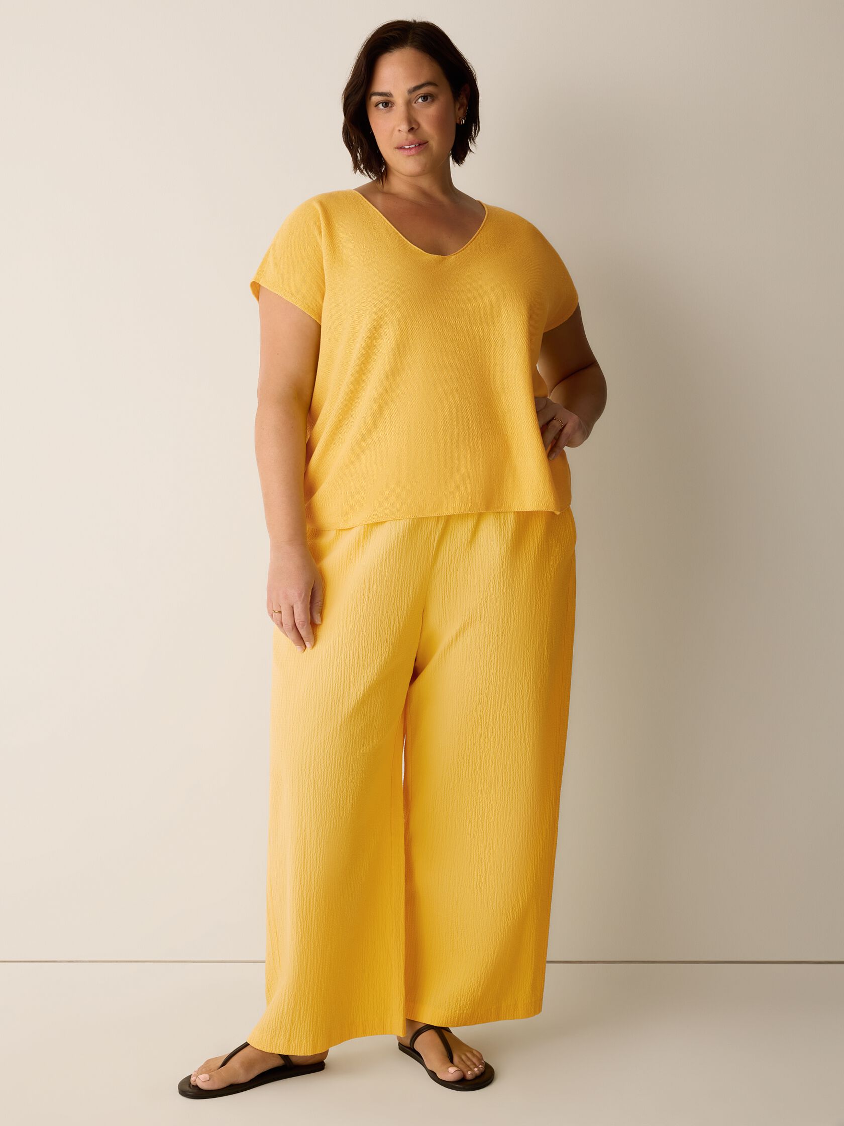 Organic Linen Cotton V-Neck Top