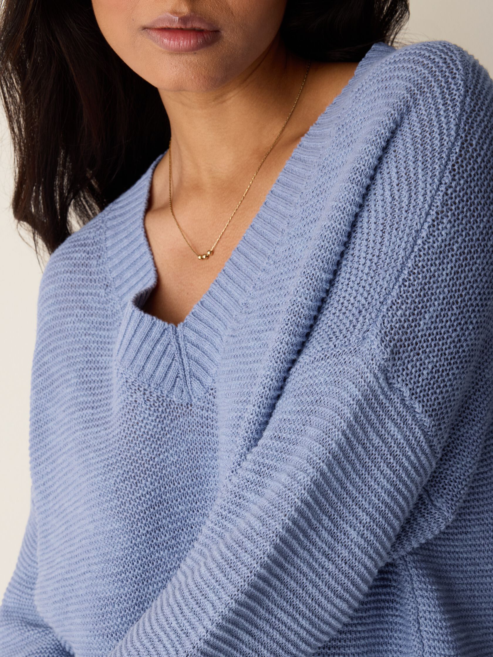 Organic Linen Cotton Slub V-Neck Top