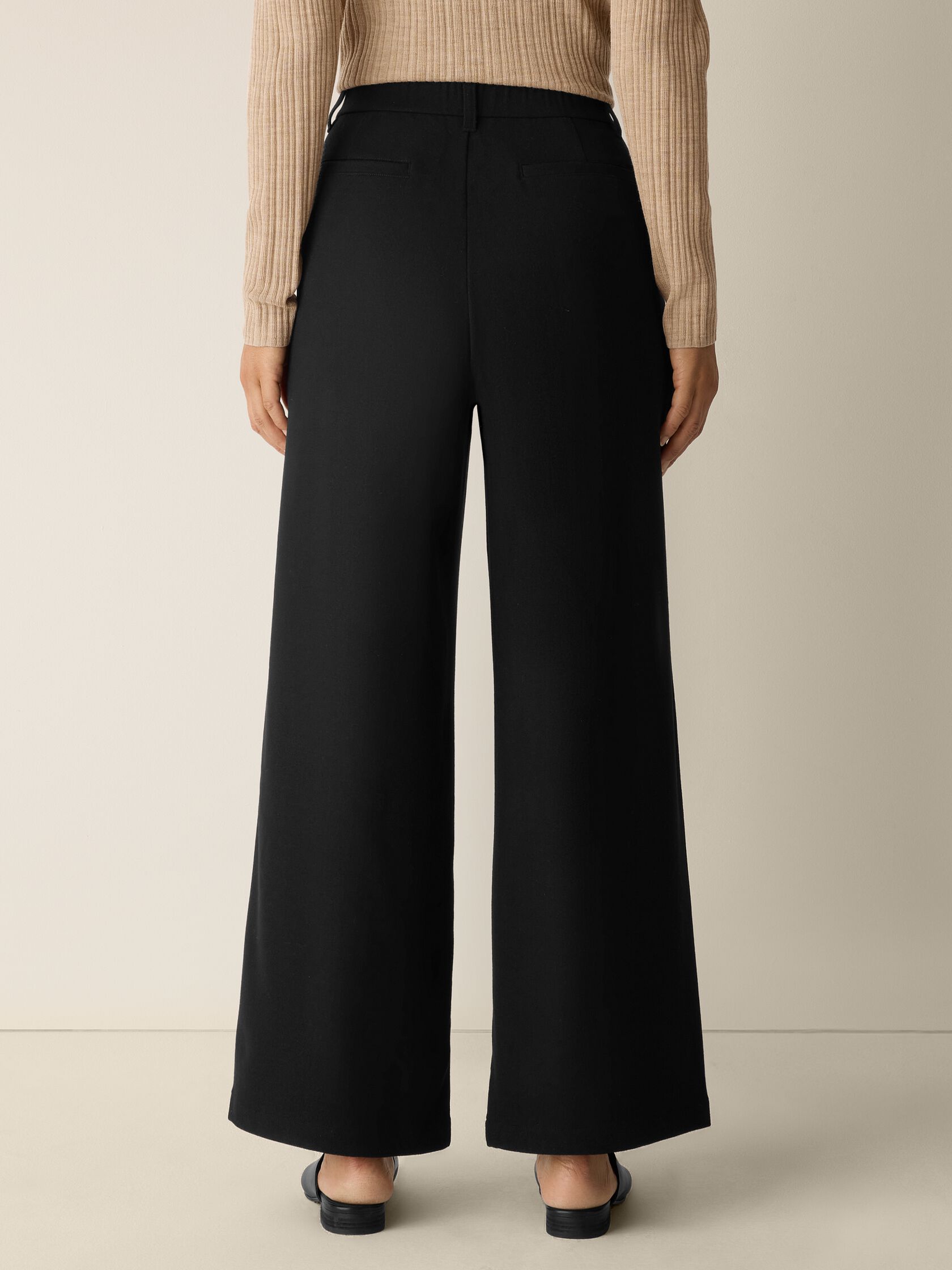 Stretch Wool Crepe Wide-Leg Trouser