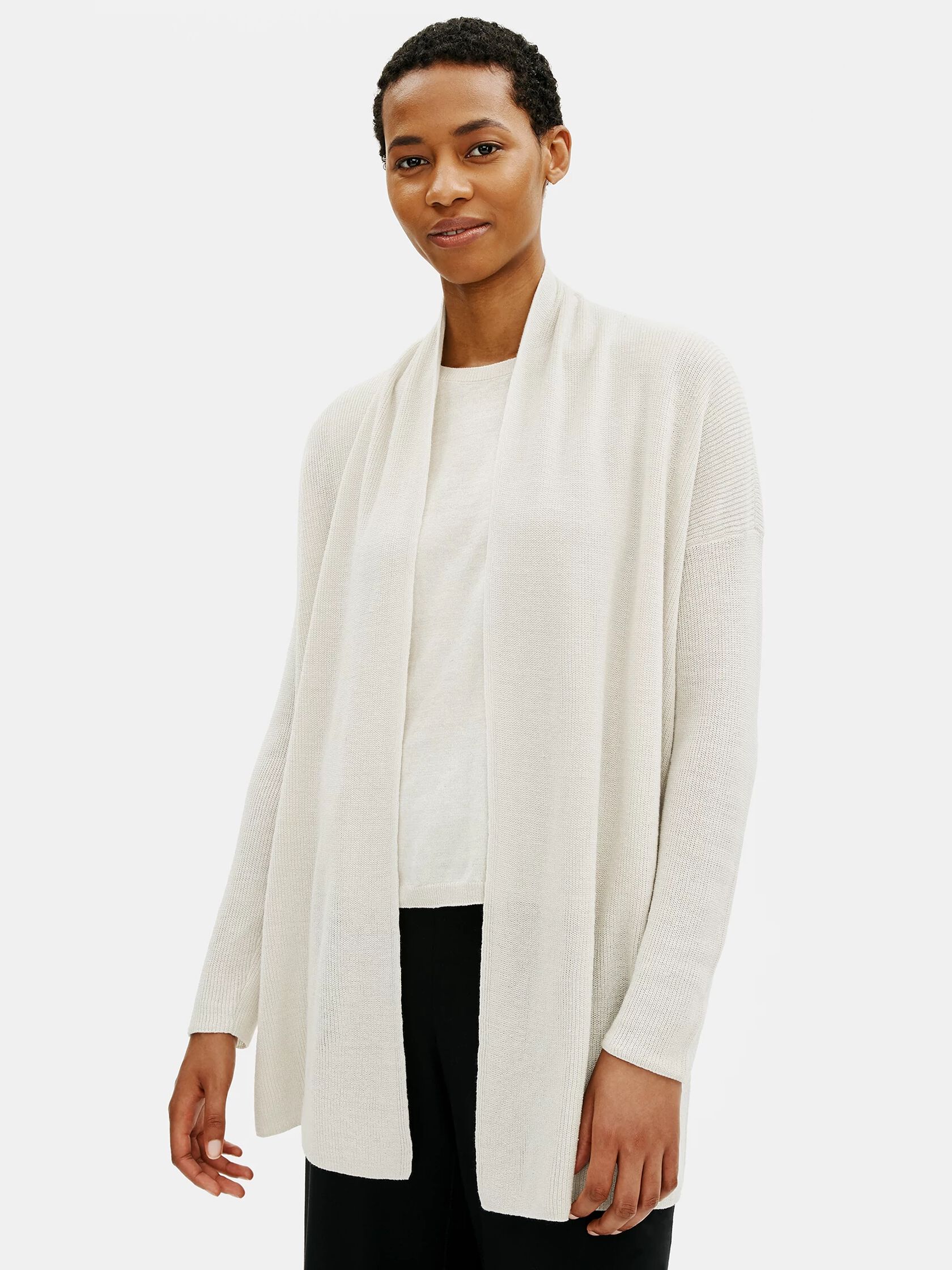 Organic Linen Cotton High Collar Cardigan