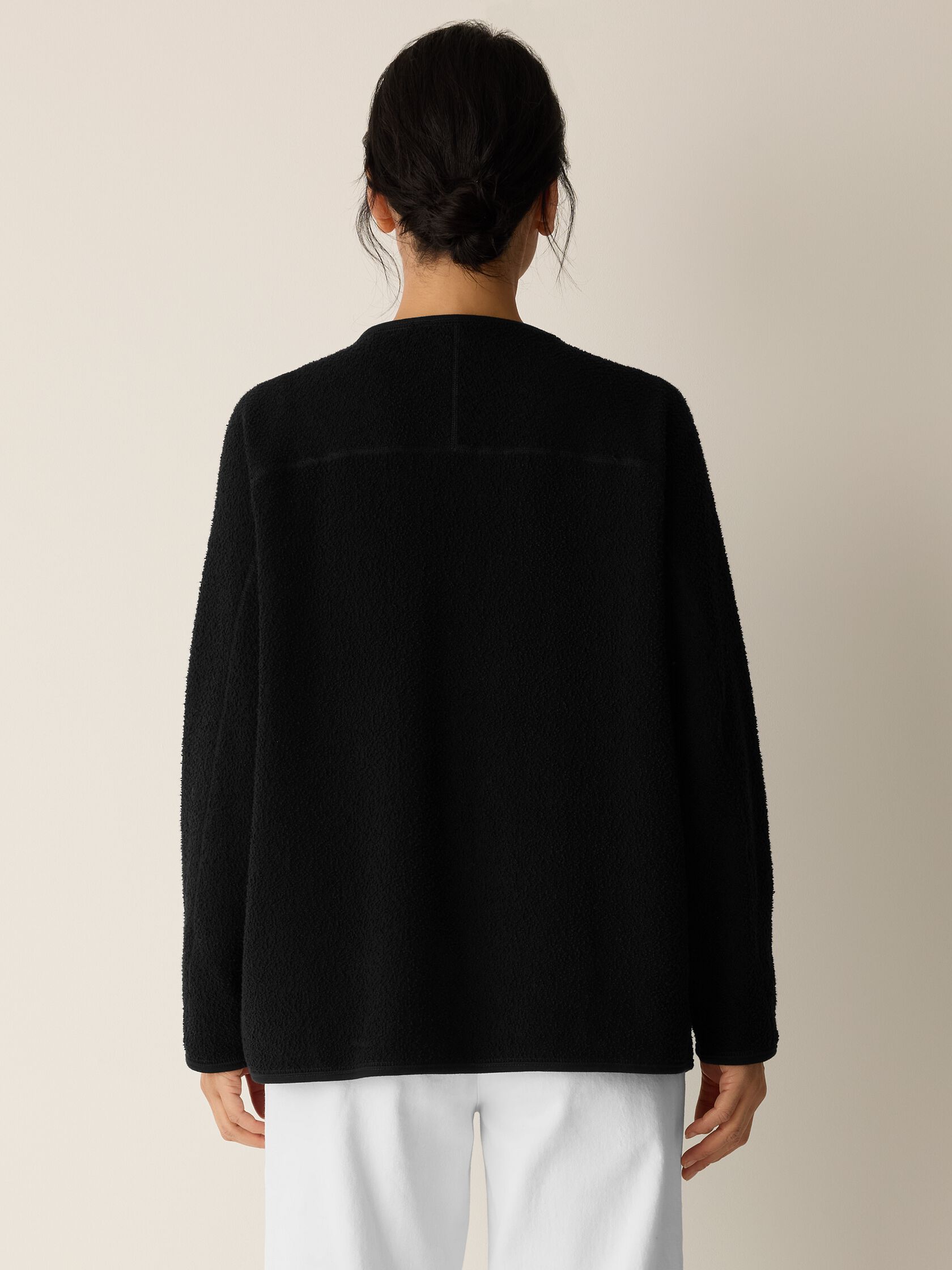 Organic Cotton Stretch Boucle V-Neck Jacket