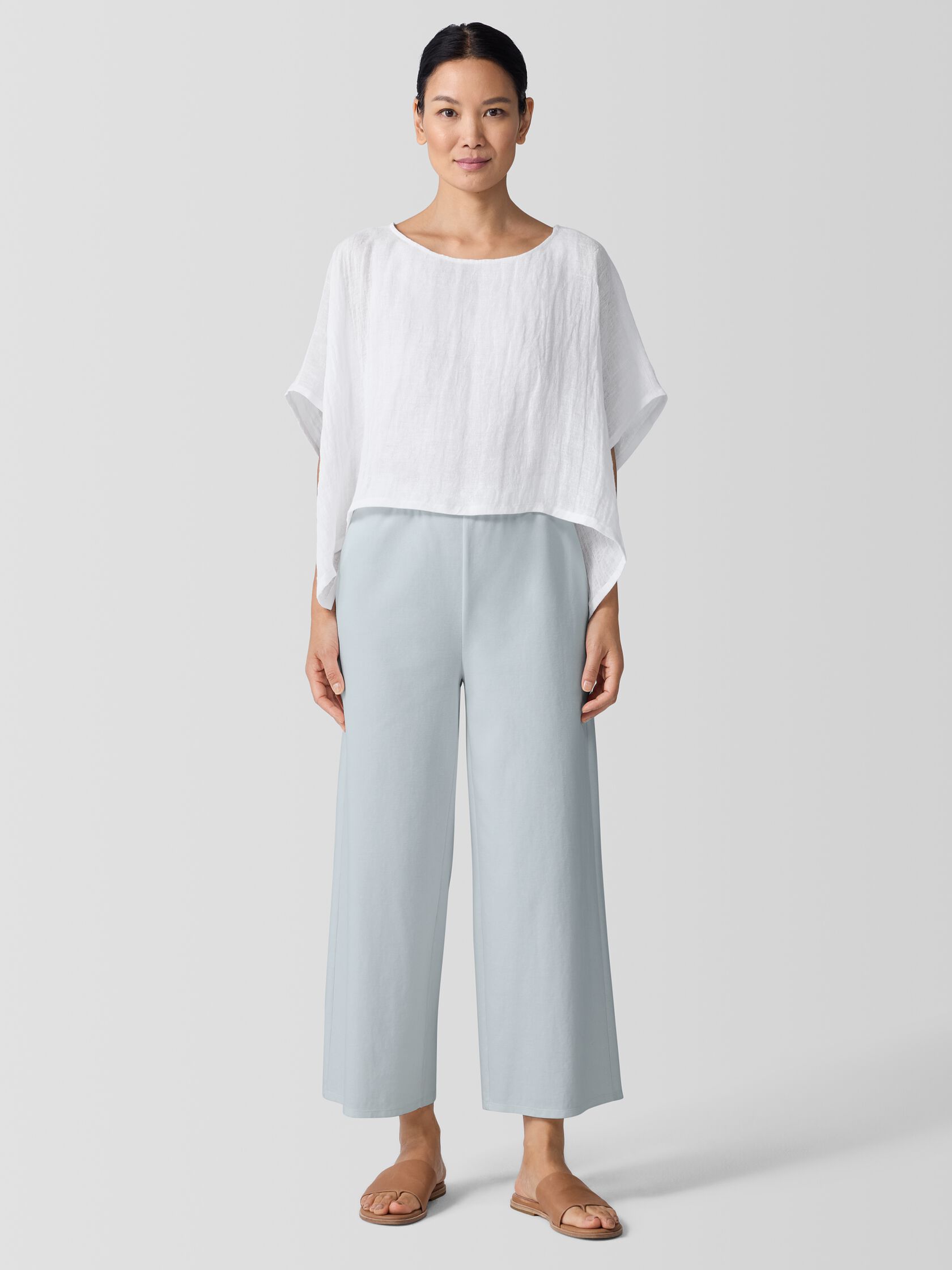 Organic Linen Gauze Bateau Neck Poncho | EILEEN FISHER