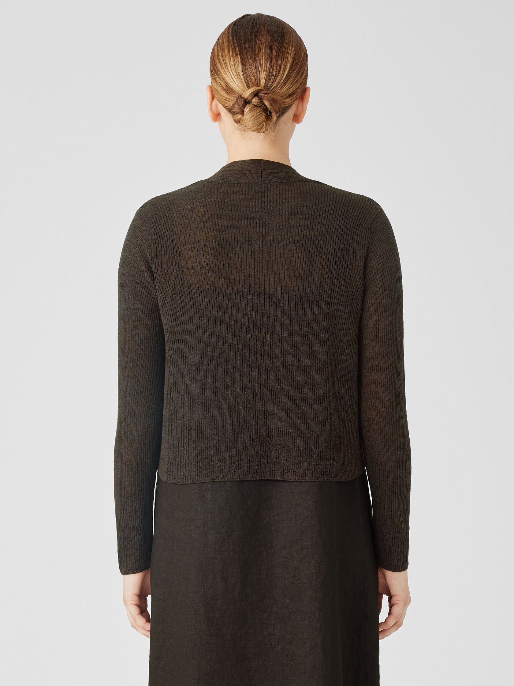 Organic Linen Cotton Airy Tuck Cropped Cardigan