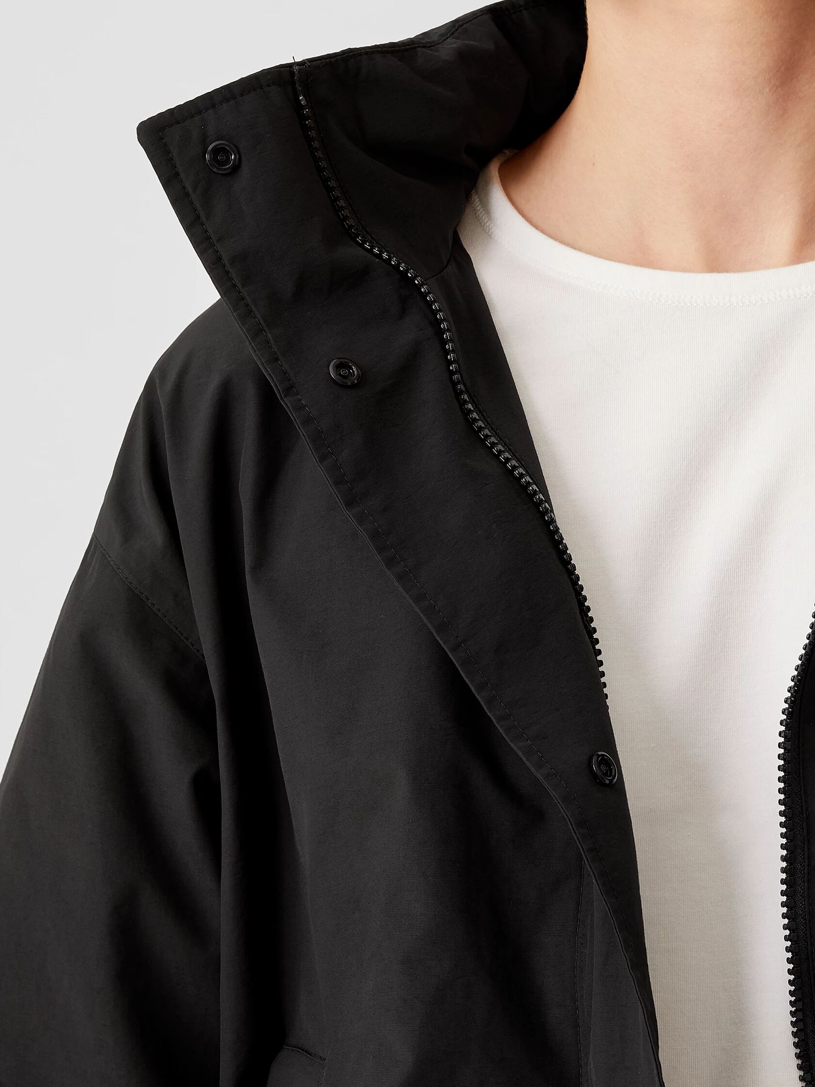 Light Cotton Nylon Stand Collar Coat