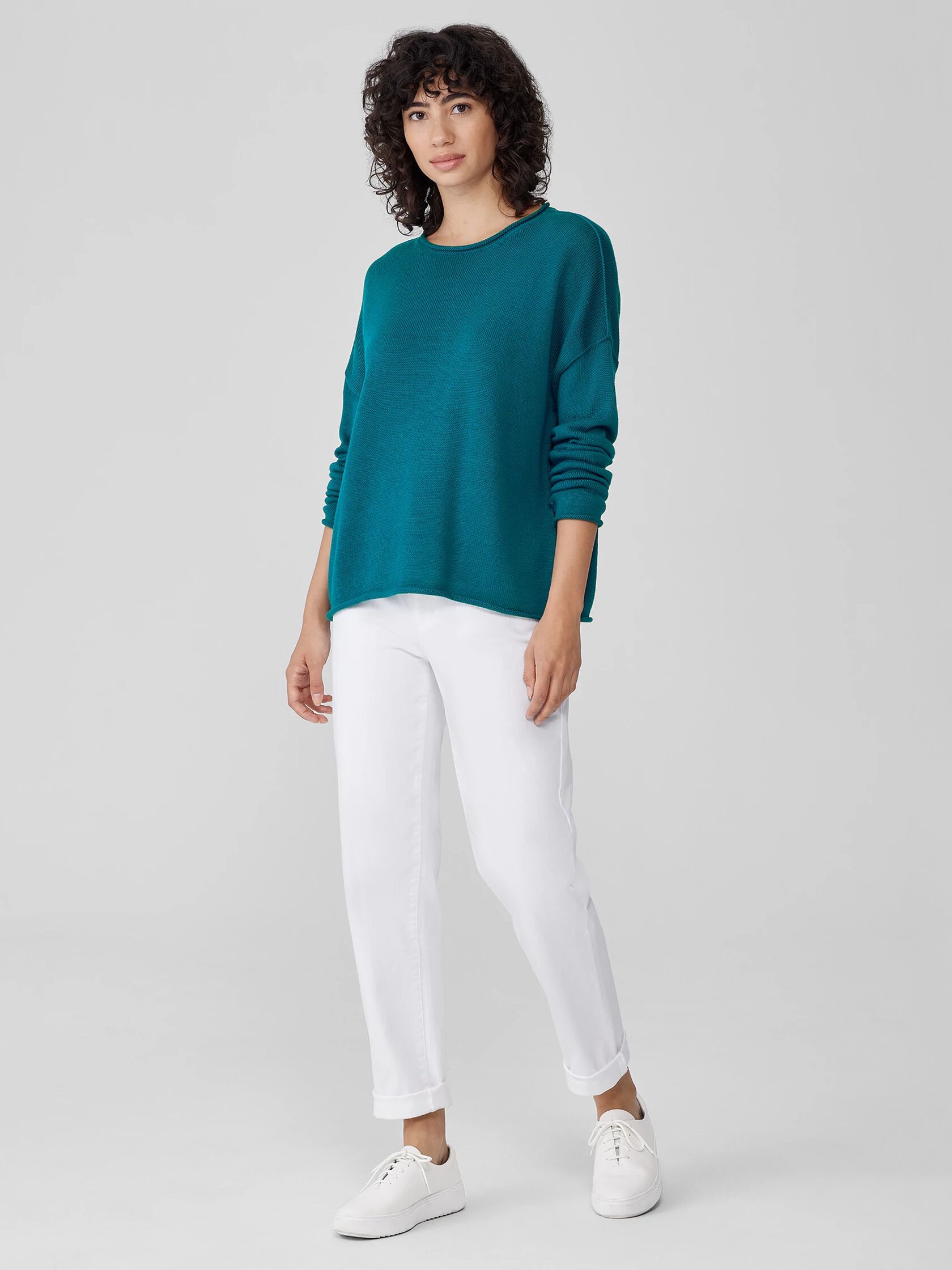 Peruvian Cotton Blend Crew Neck Top