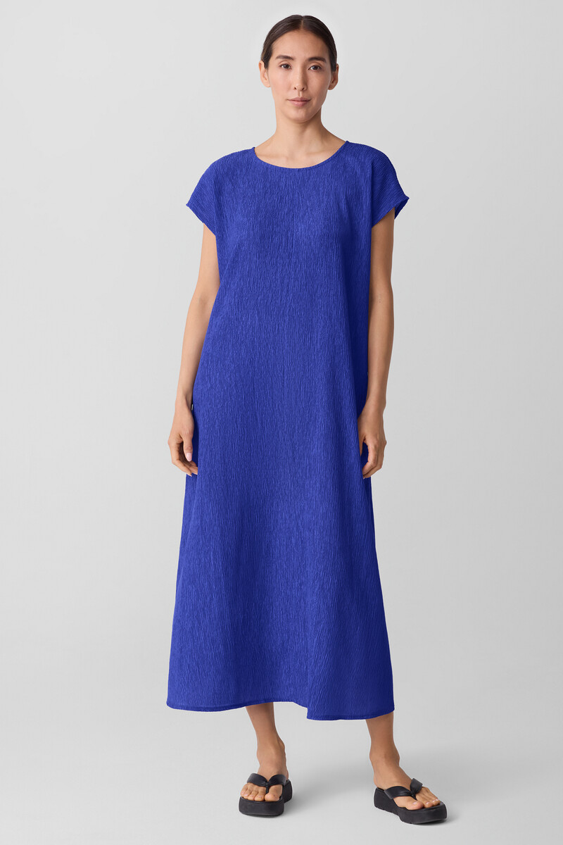 Woven Plissé Round Neck Dress Woven Plissé Round Neck Dress