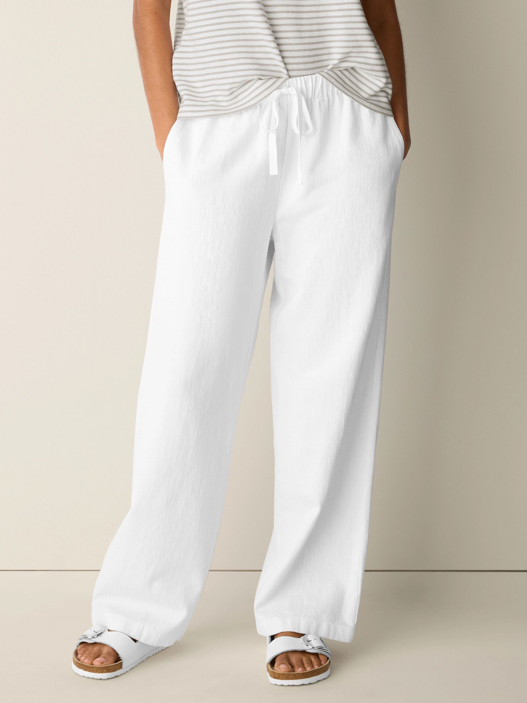 Slubby Organic Cotton Linen Full-Length Straight Pant
