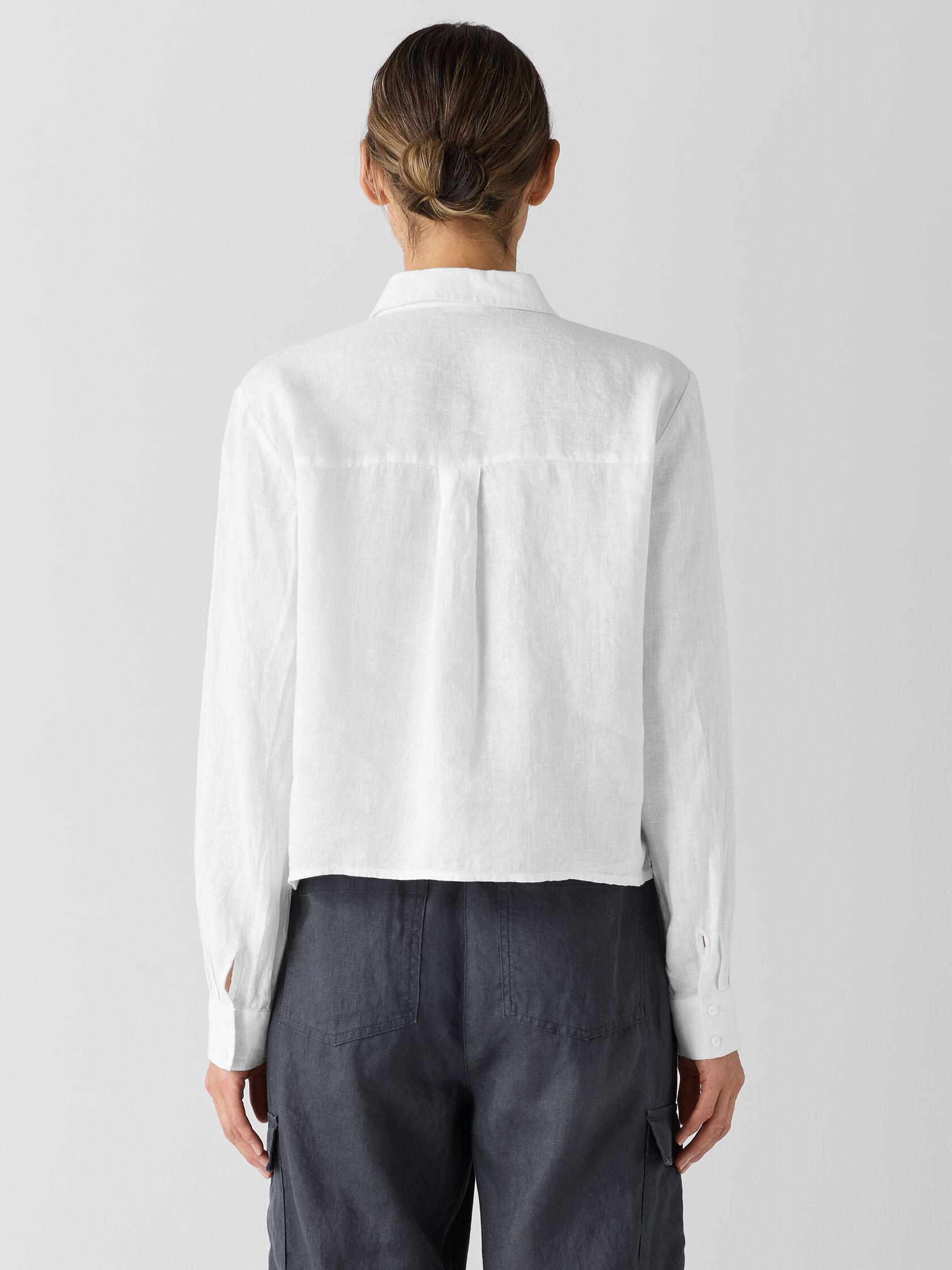 Organic Handkerchief Linen Classic Collar Short Shirt