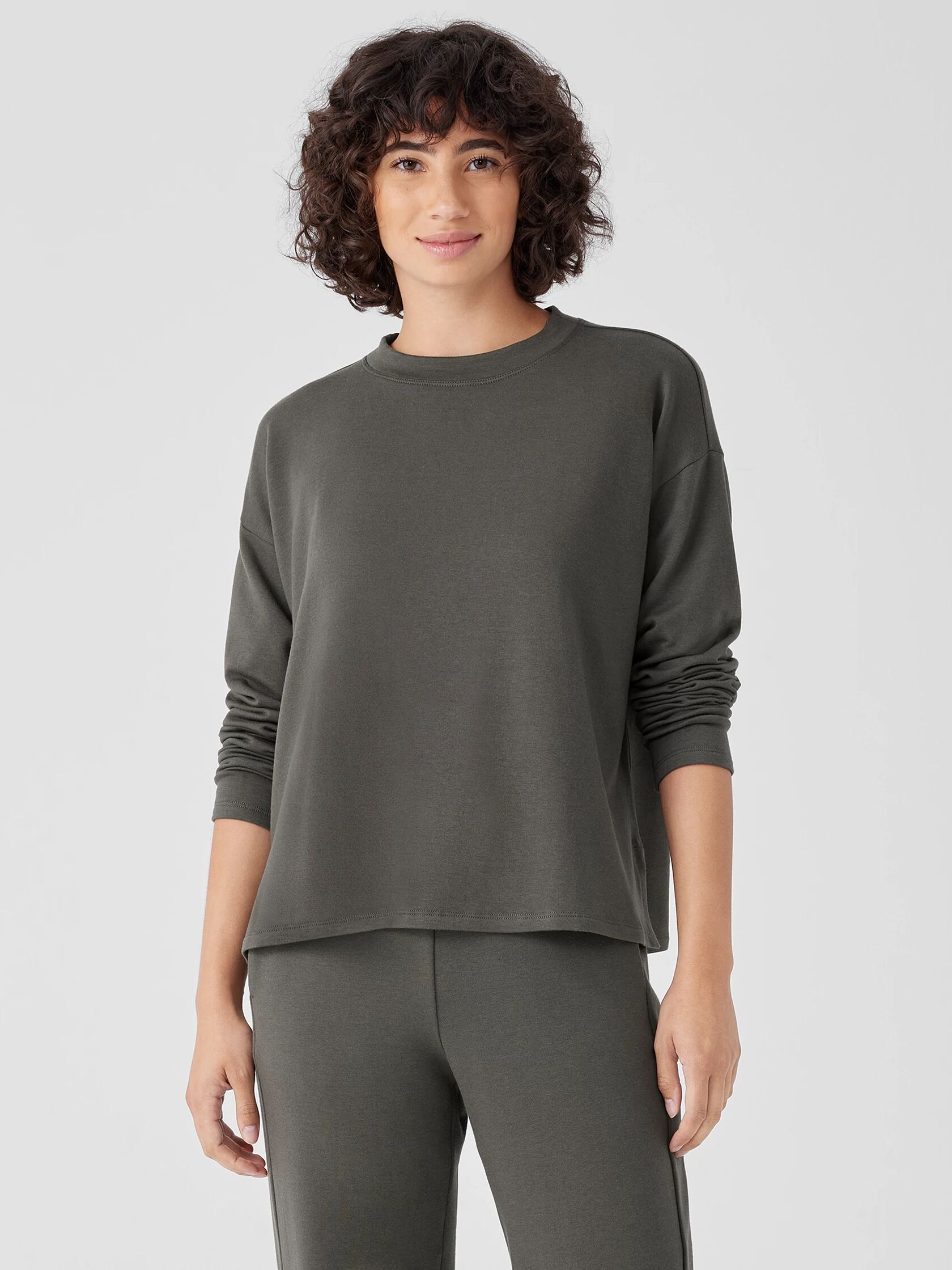 Cozy Brushed Terry Hug Crew Neck Top