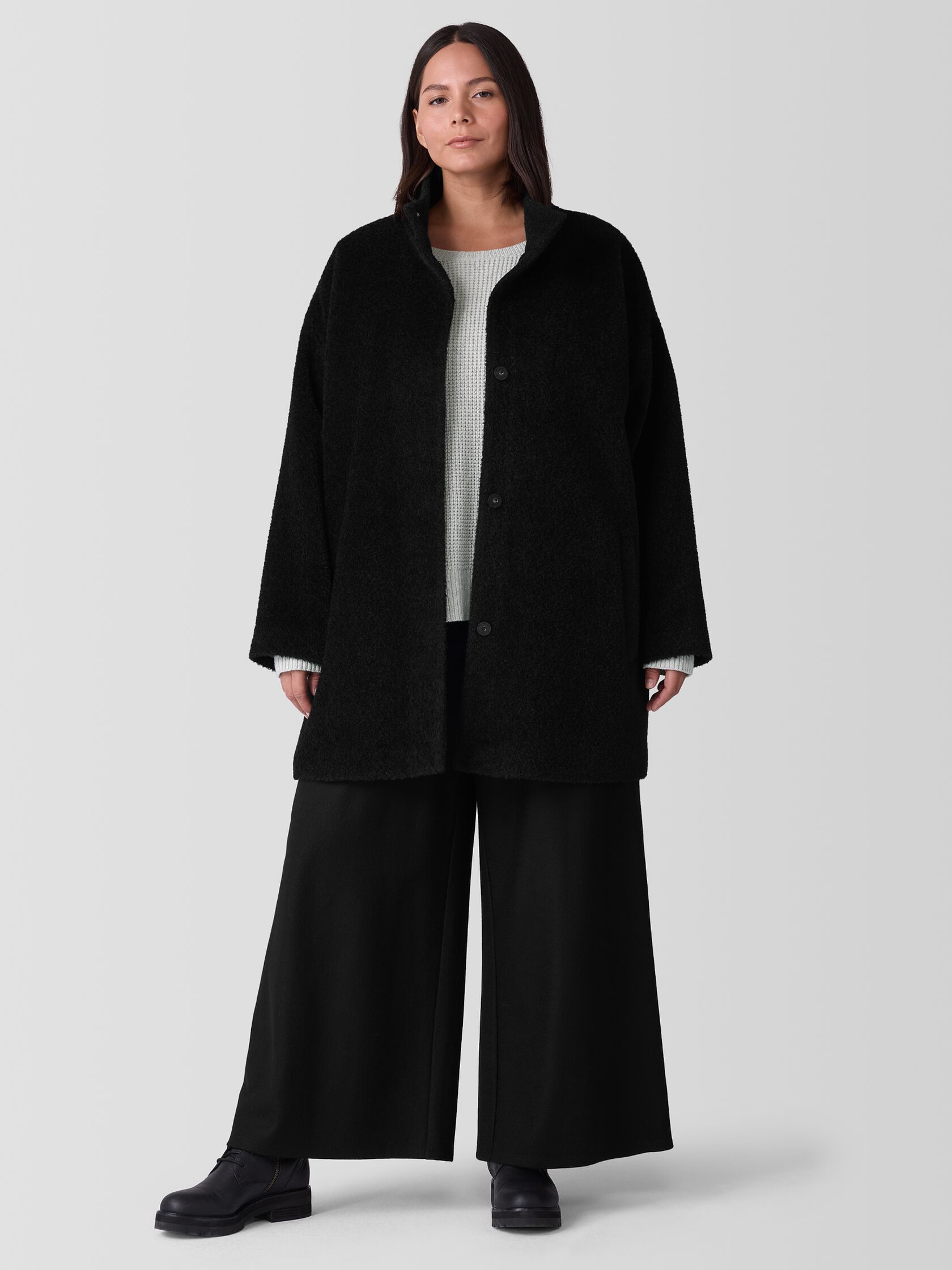 Fine Wool Alpaca Stand Collar Coat