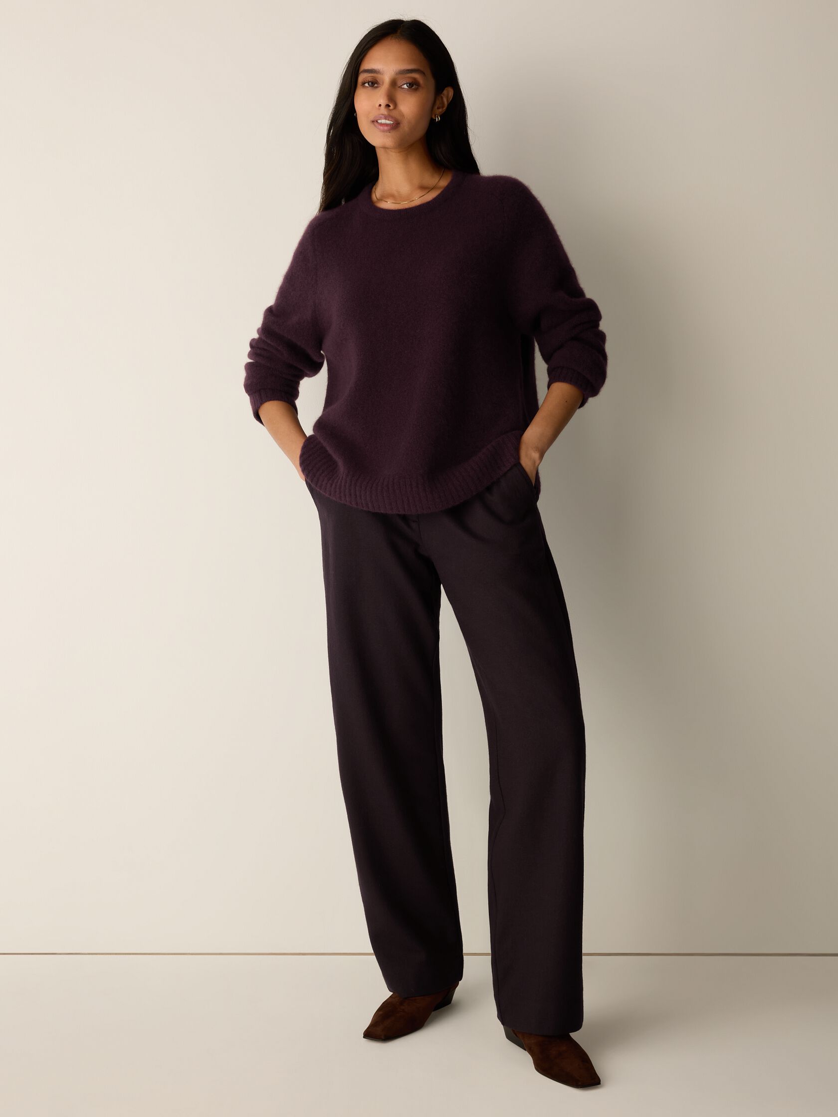 Cashmere Silk Boucle Bliss Crew Neck Top
