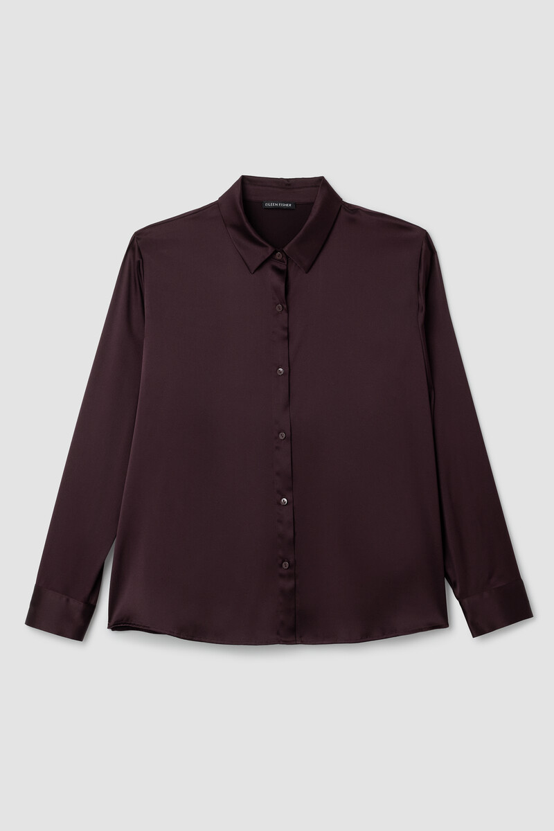 Stretch Silk Charmeuse Classic Collar Shirt Stretch Silk Charmeuse Classic Collar Shirt