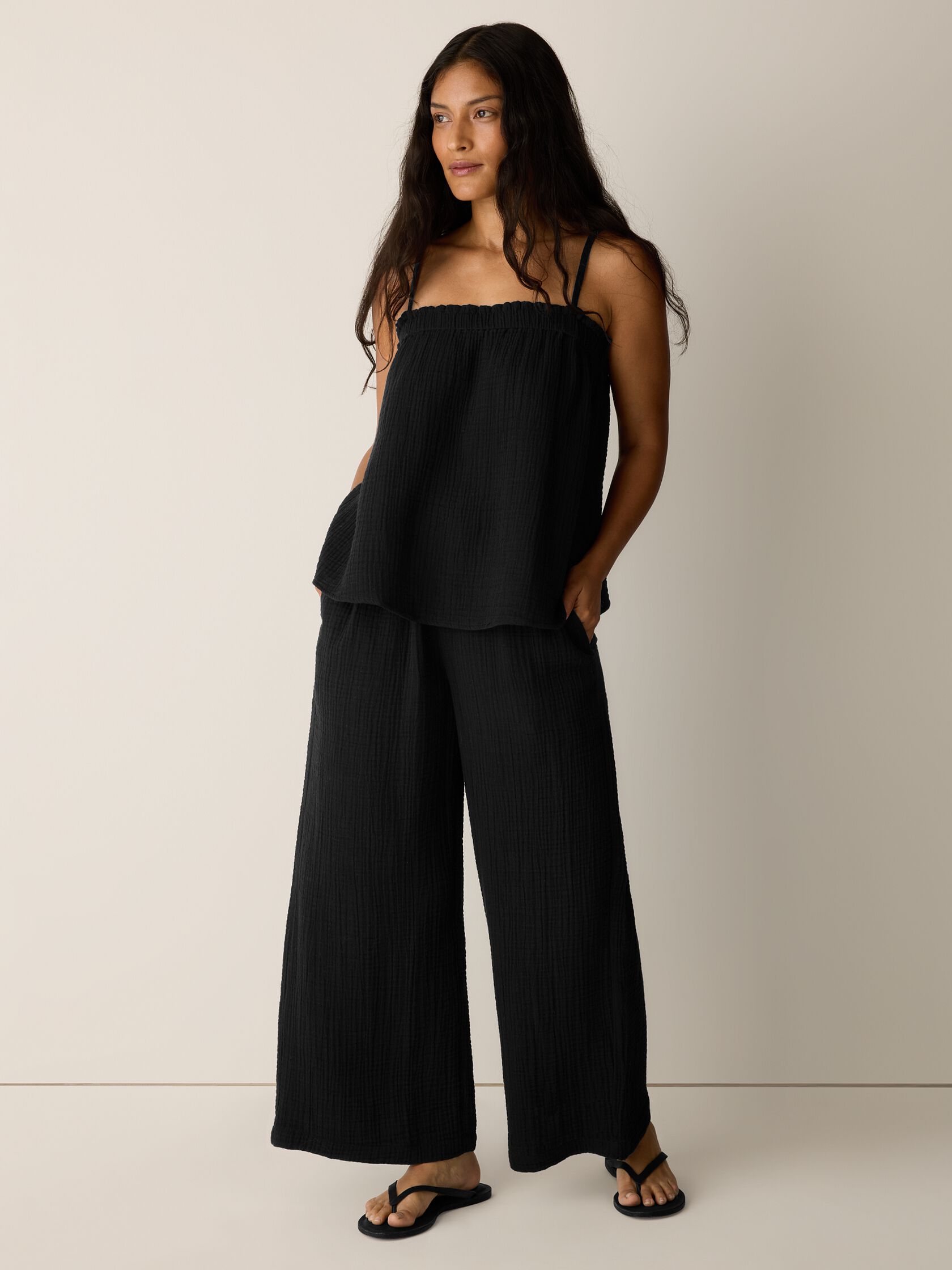 Organic Cotton Lofty Gauze Wide-Leg Pant