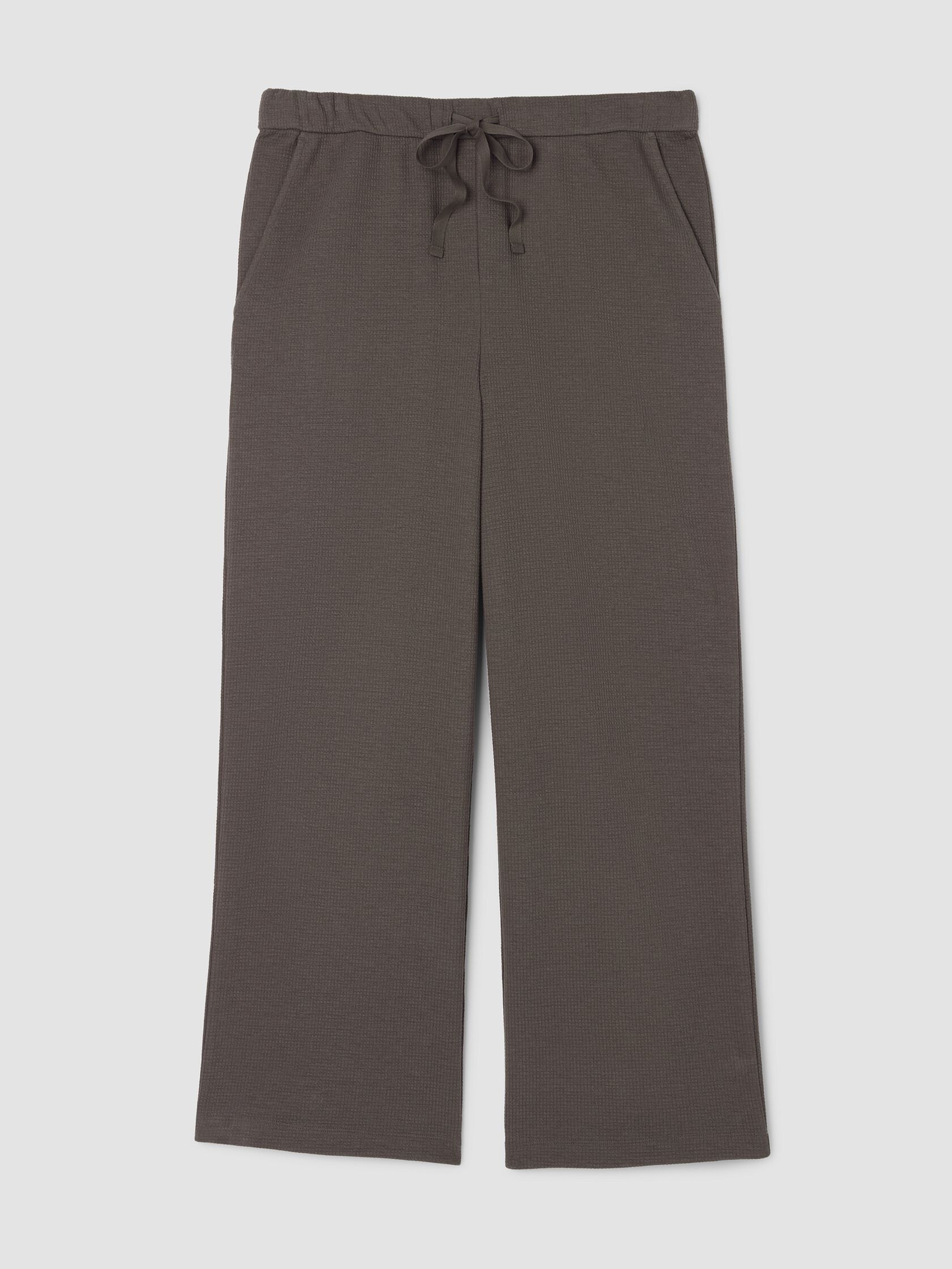Waffle Cotton Blend Doubleknit Wide-Leg Pant
