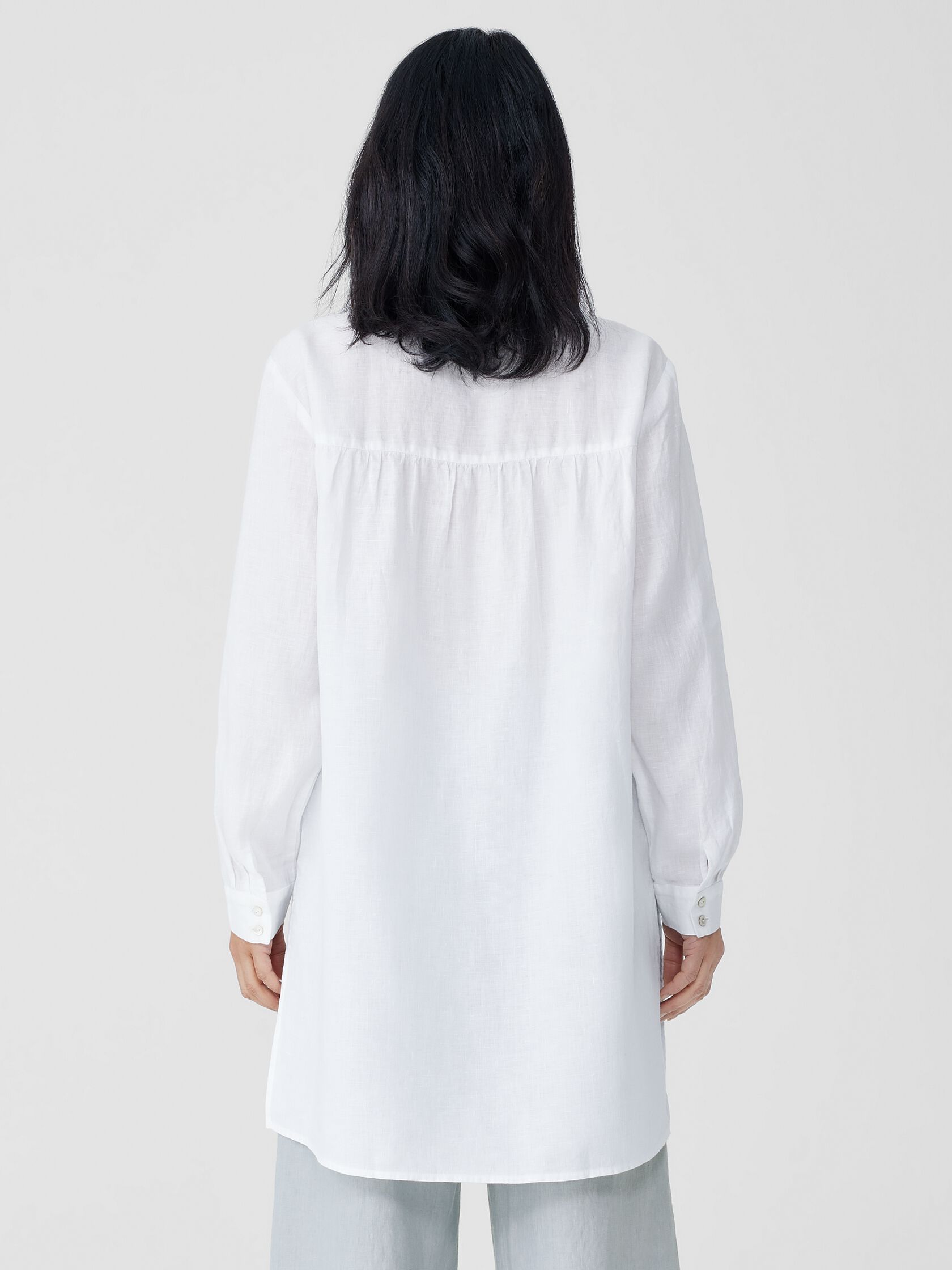 Handkerchief Linen Mandarin Collar Long Shirt