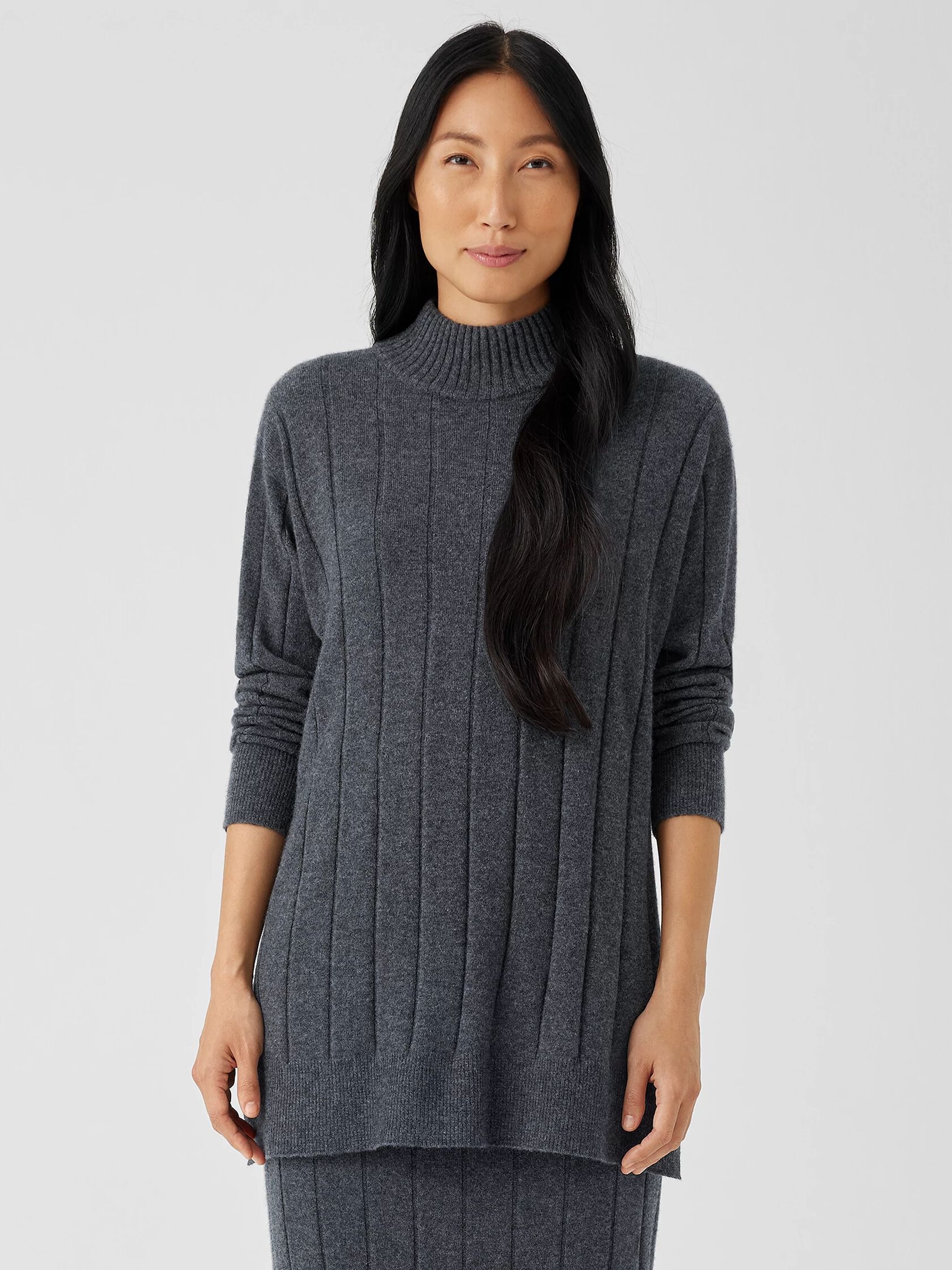 Italian Cashmere Turtleneck Long Top