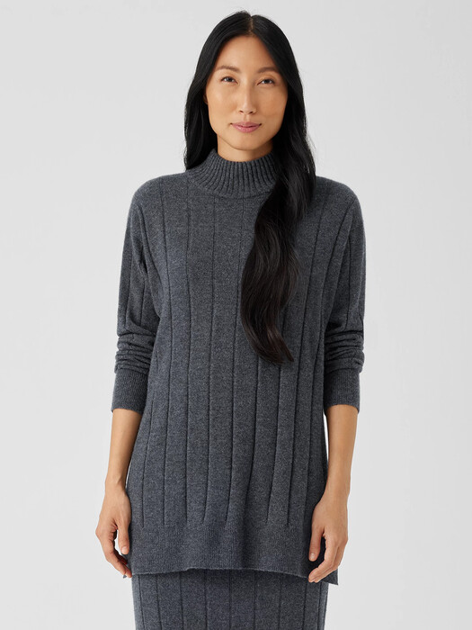 Italian Cashmere Turtleneck Long Top